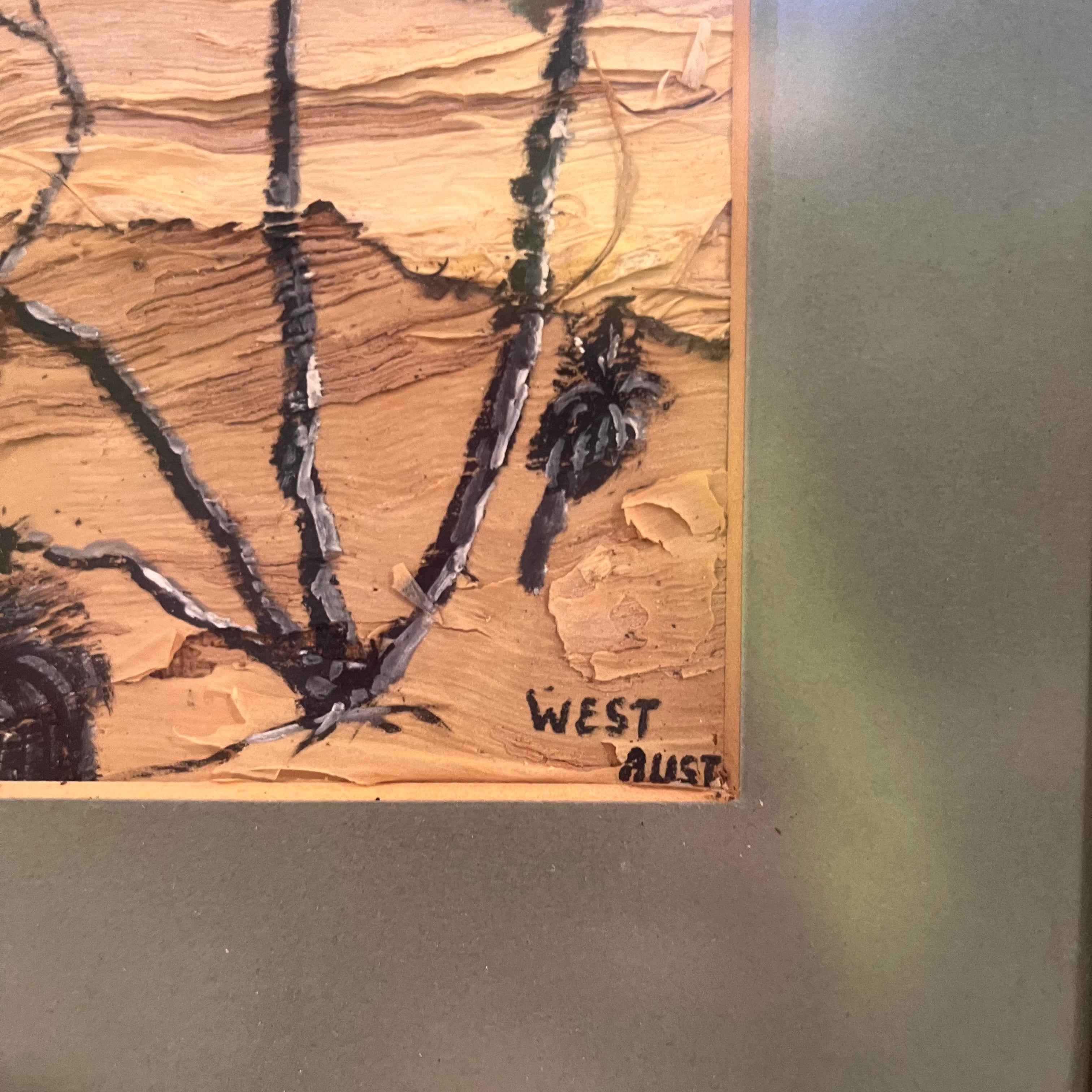 Aboriginal Original Hand-Carved and Painted Tree Bark 16"x 12"