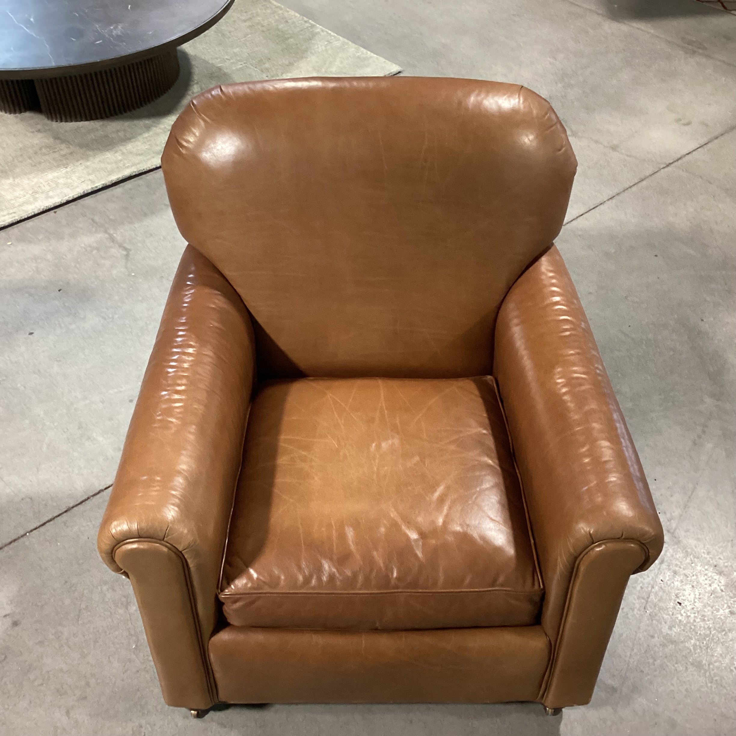 Lee Industries Leather with Front Casters Club Chair 36"x 38"x 35"