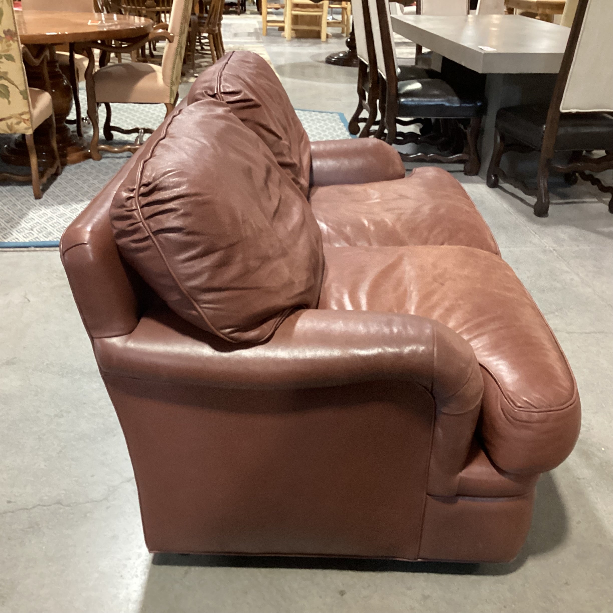 Hancock & Moore Brown Leather Down Mix Loveseat Sofa 66"x 39"x 35"