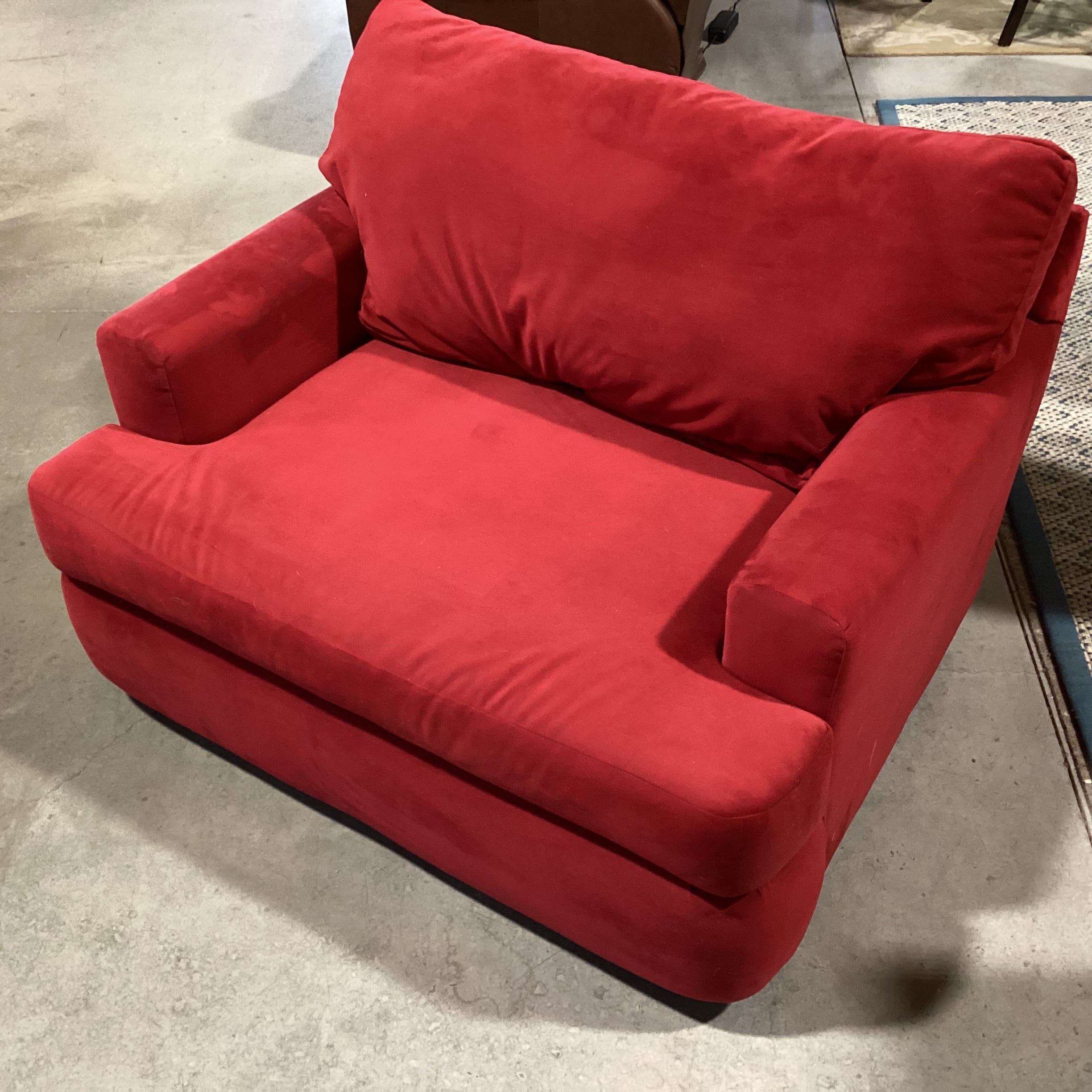 Red Plush Velvet Oversized Chair 50"x 43"x 33"