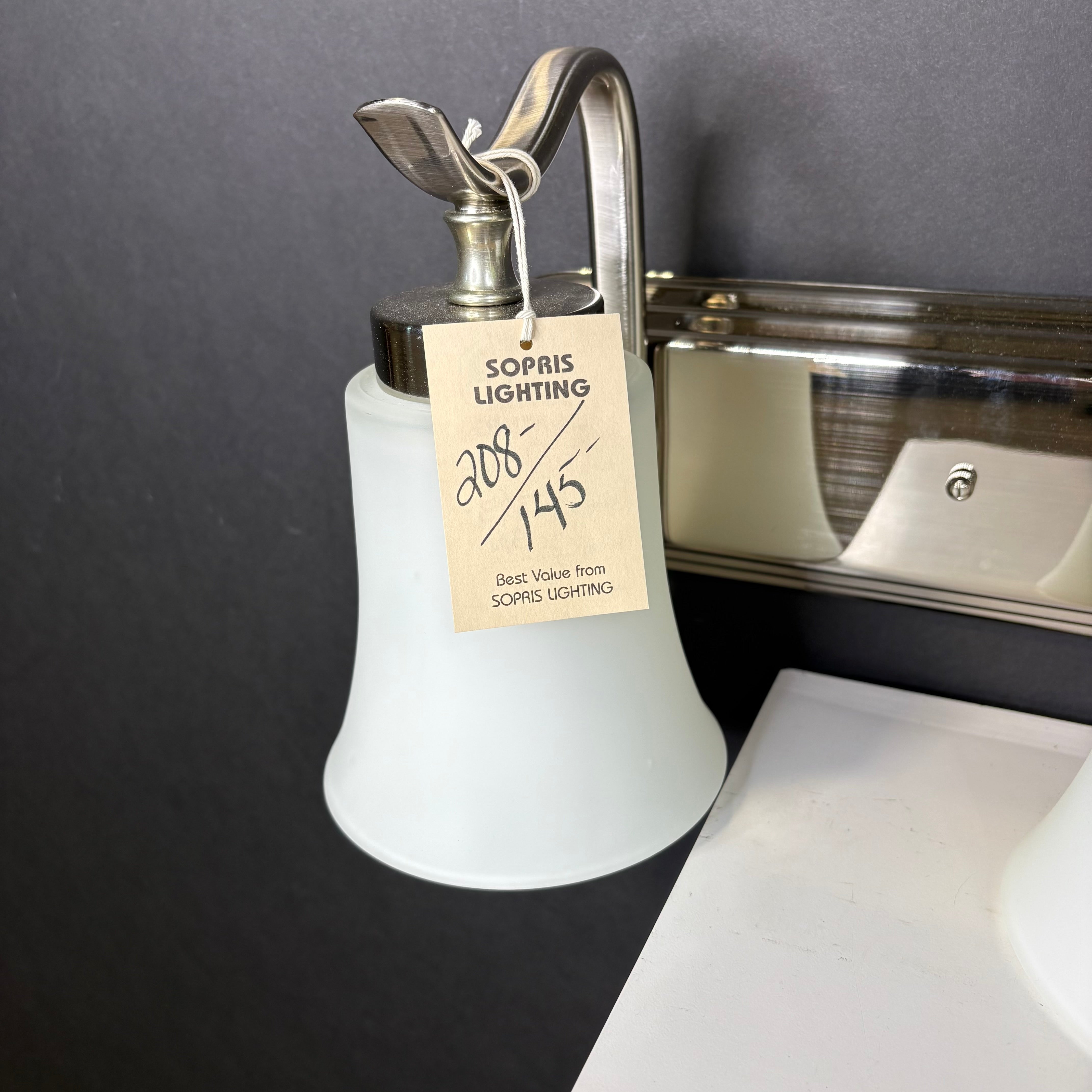 Craftmade 3-Light Polished Nickel with Frosted Glass Shades Vanity Wall Sconce 24”x 9”x 8”