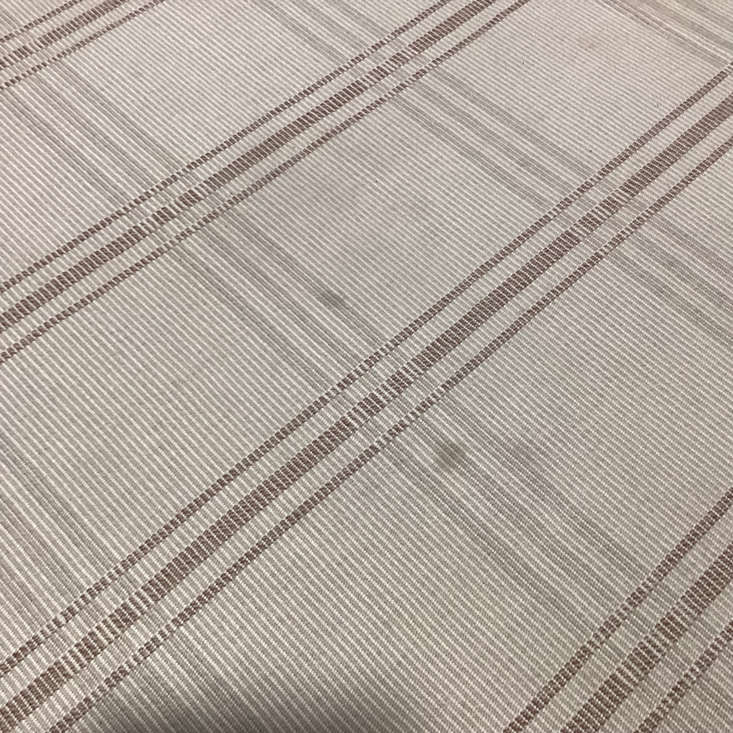 Cream & Tan Plaid Style Woven Wool Rug 11'3"x 11'7"