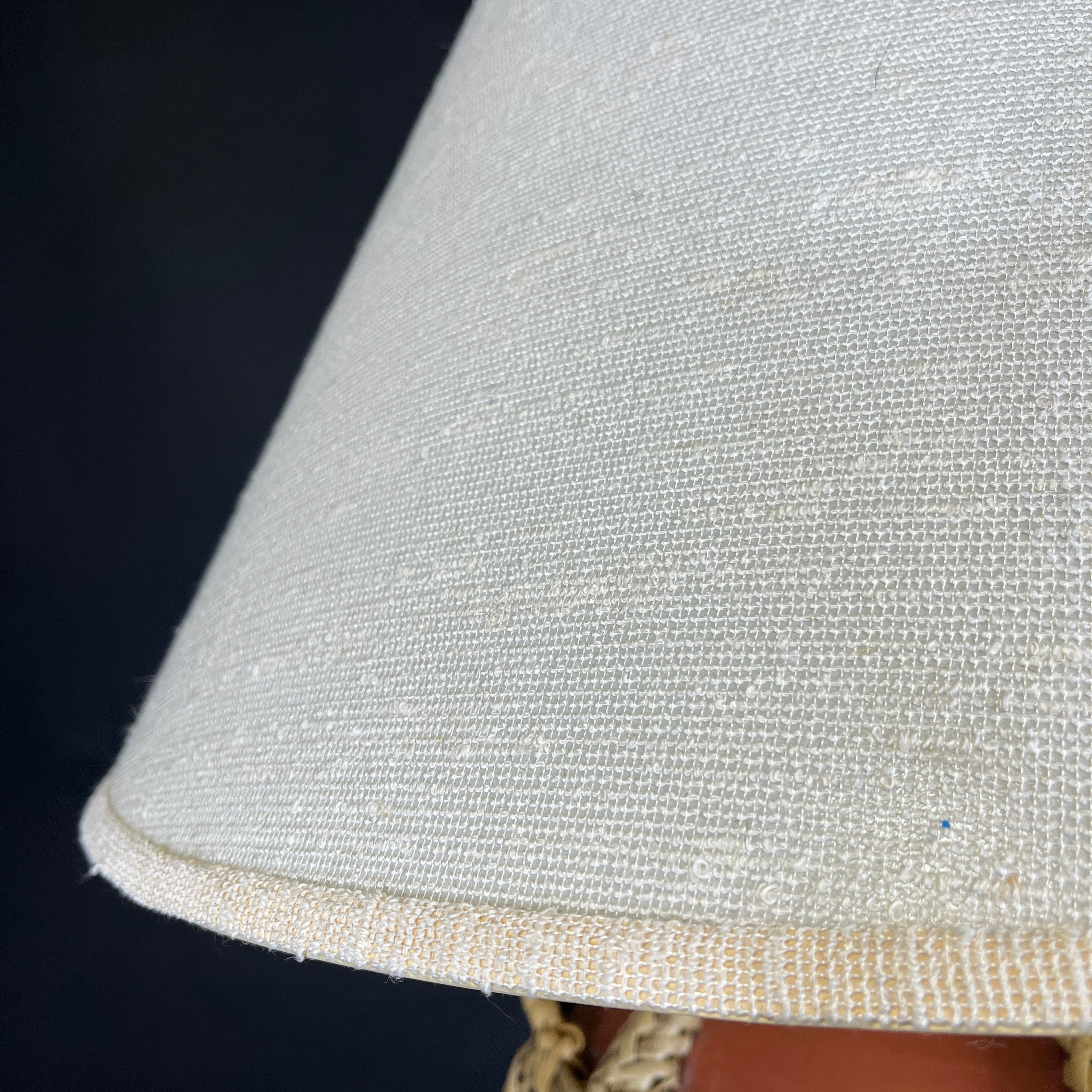 Oversized Terracotta and Woven Rattan with Shade Table Lamp 25” Diameter @ Shade x 34”