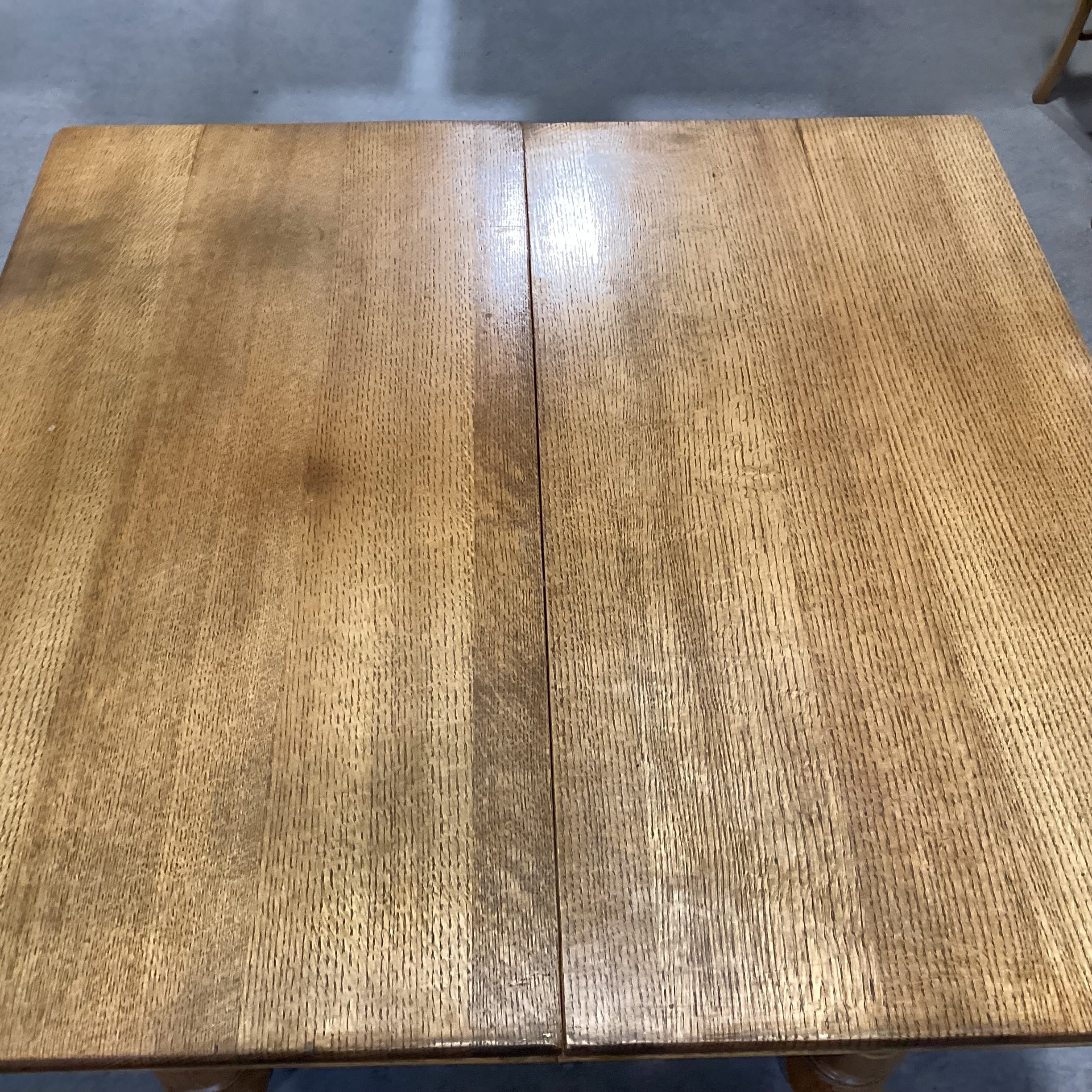 Antique Carved Oak on Casters Dining Table 48"x 48"x 30.5"