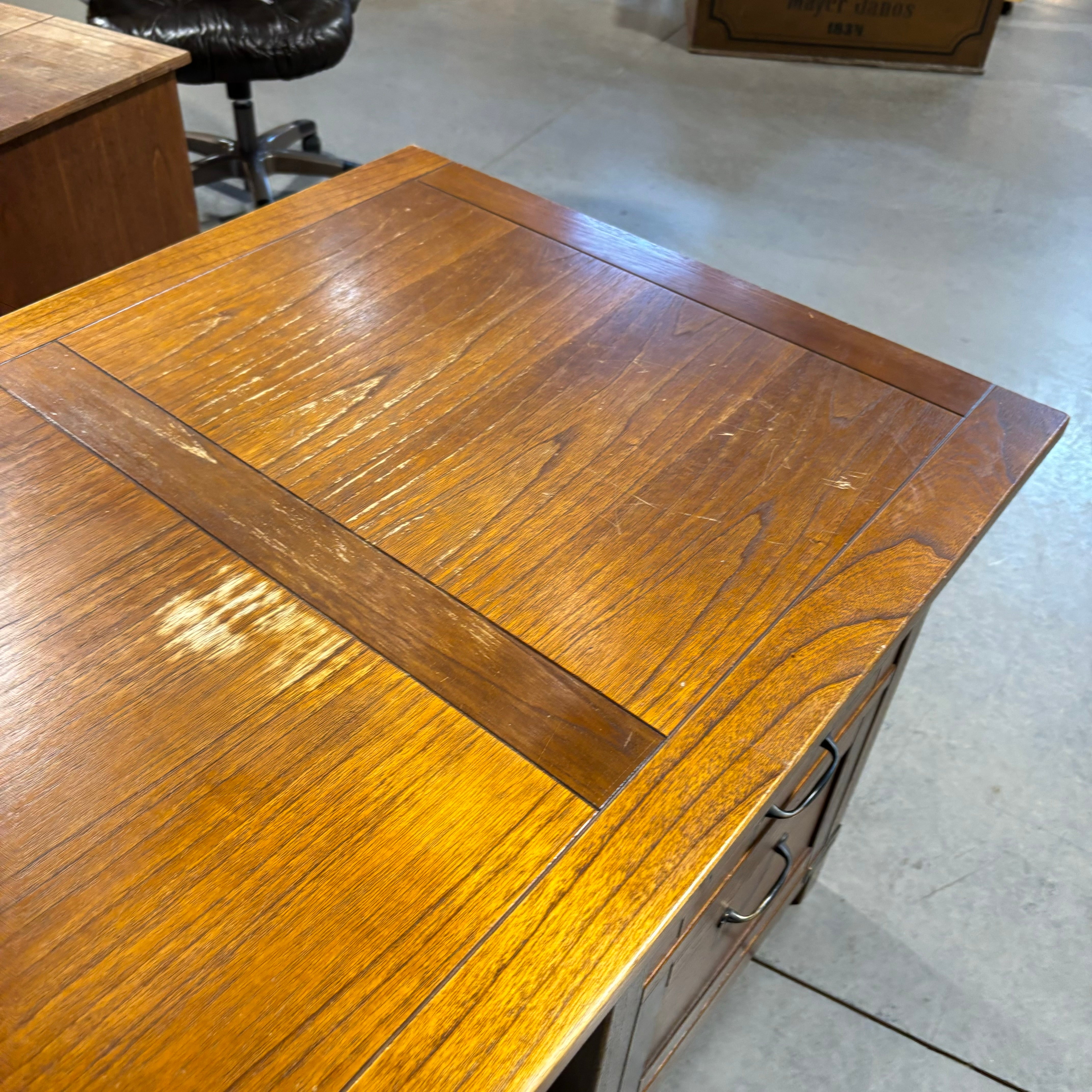Arhaus Solid Wood with Iron Accents 6 Drawer Desk 71"x 31.5"x 30.5"