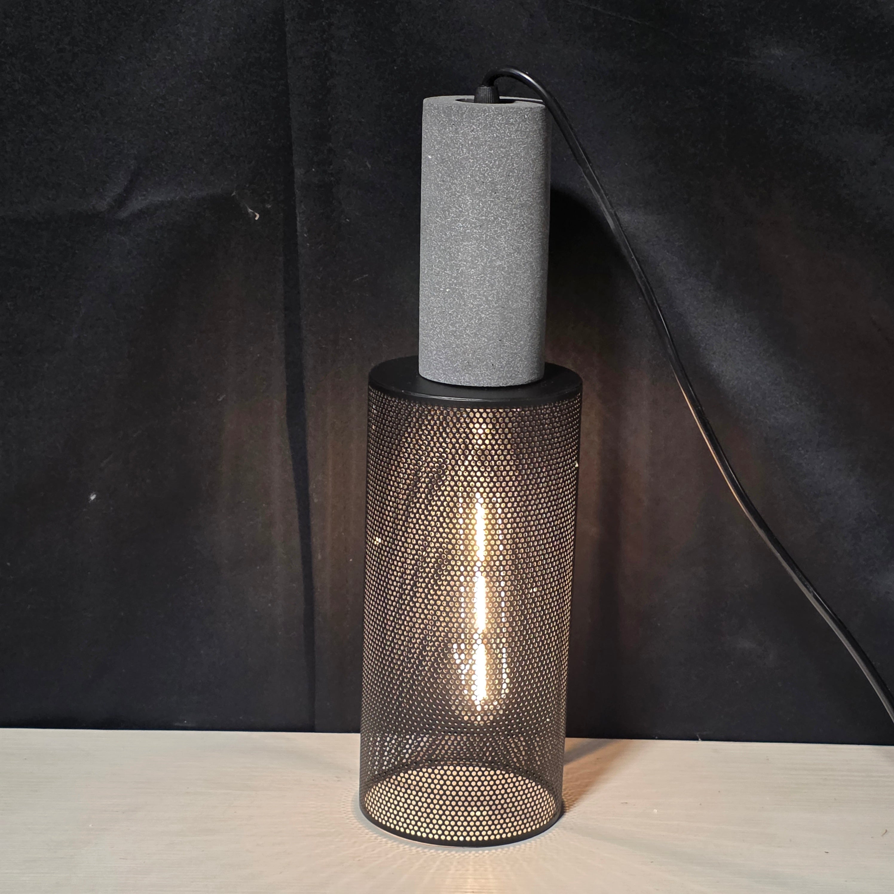 NEW Concrete Linear Caged Light Bulb Pendant 4"Dx14"