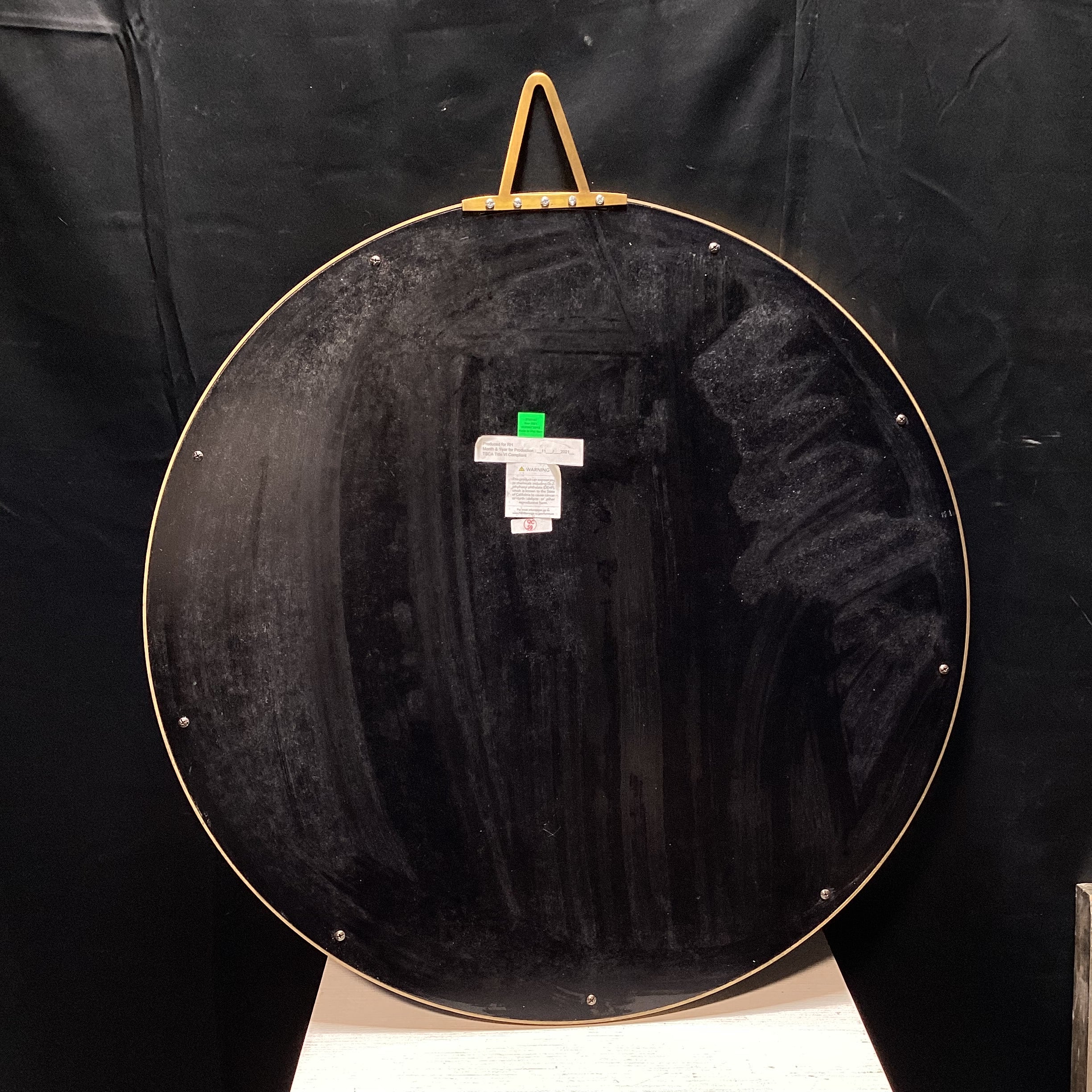RH Brass Bevelled Edge Round Pendant Mirror 30" x 40"