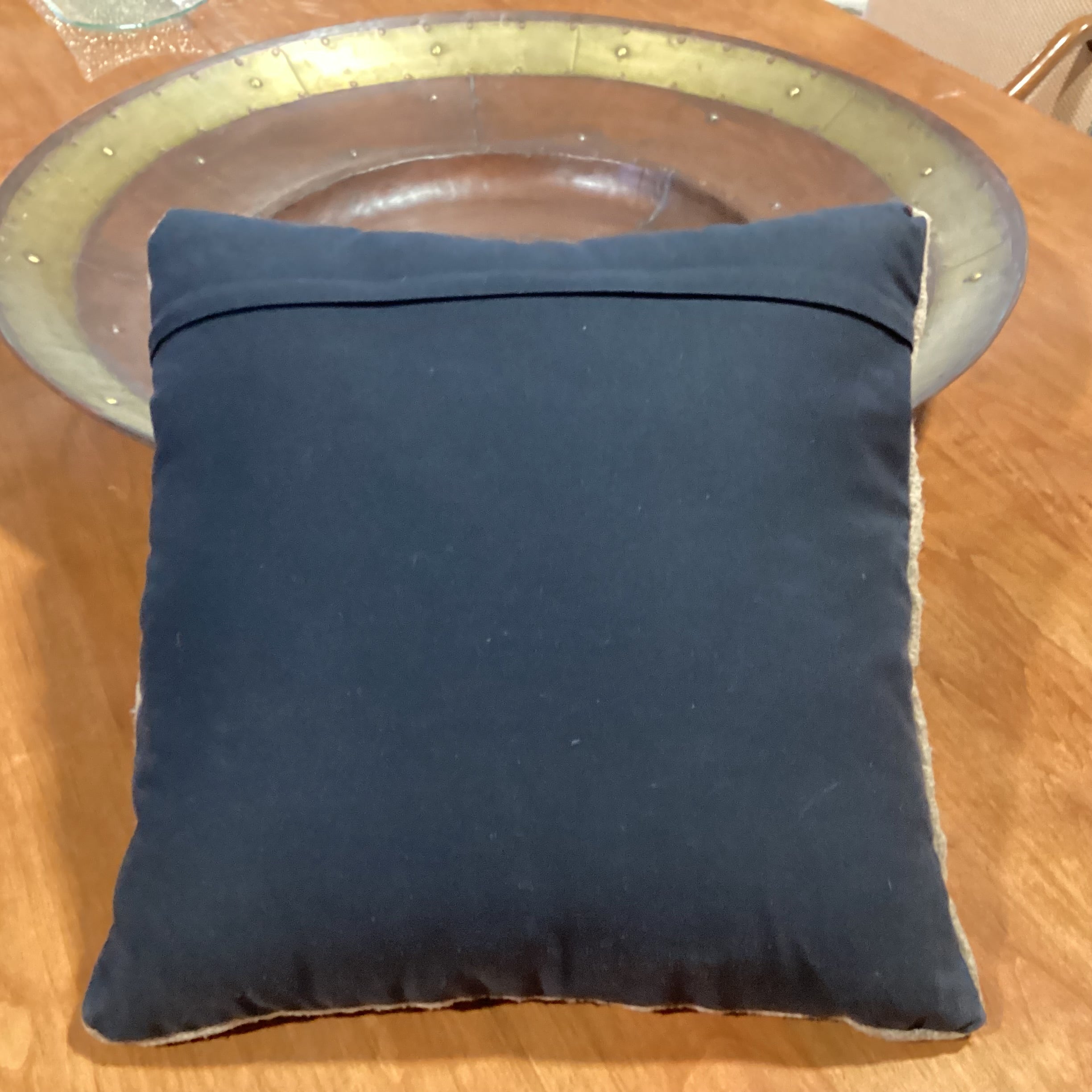 Native American Red Blue Tan Hand Woven Wool Accent Pillow 20"x 20"