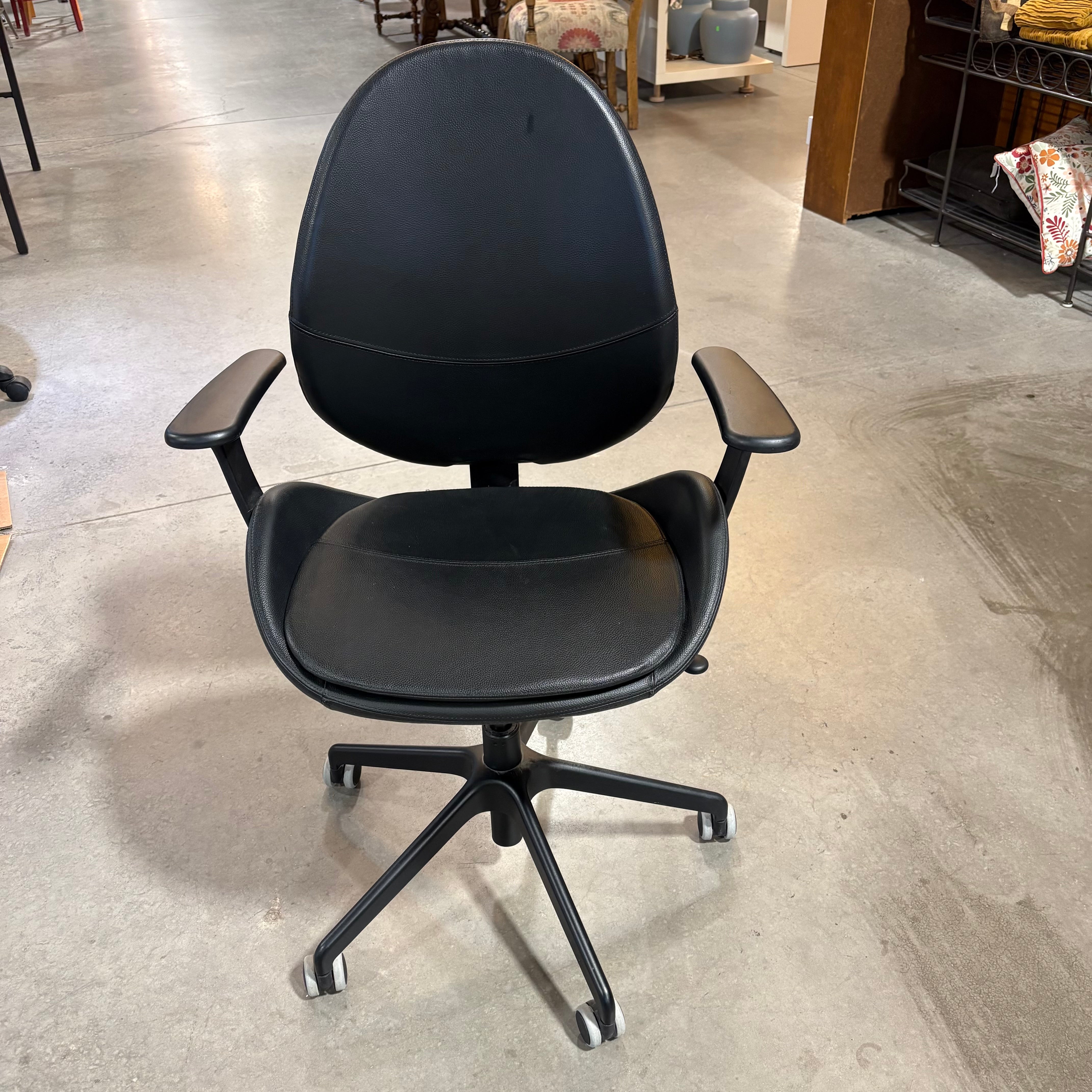 Ikea Hattefjall Smidig Black Goatskin Office Chairs 26"x 19"x 37"