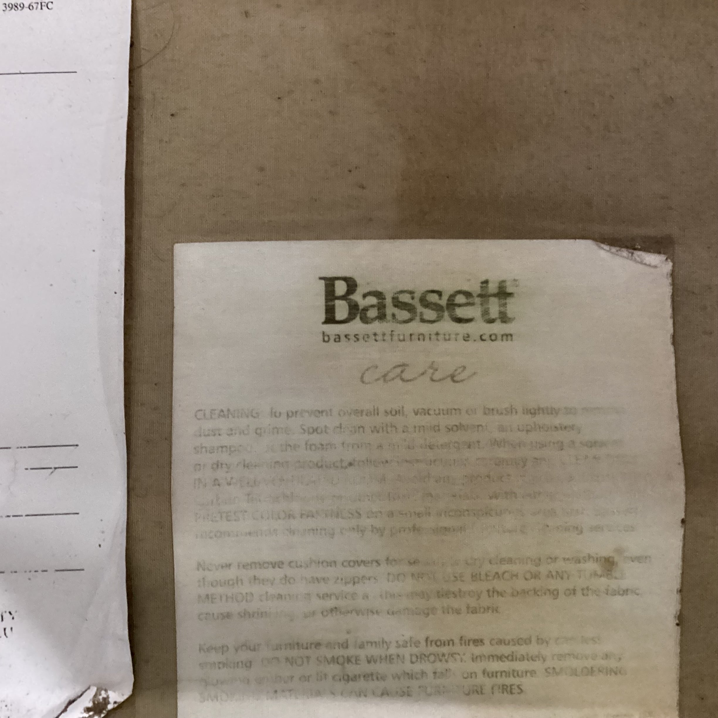 Bassett Brown Woven 2 Piece Sectional 92"x 92"x 37"x 37"