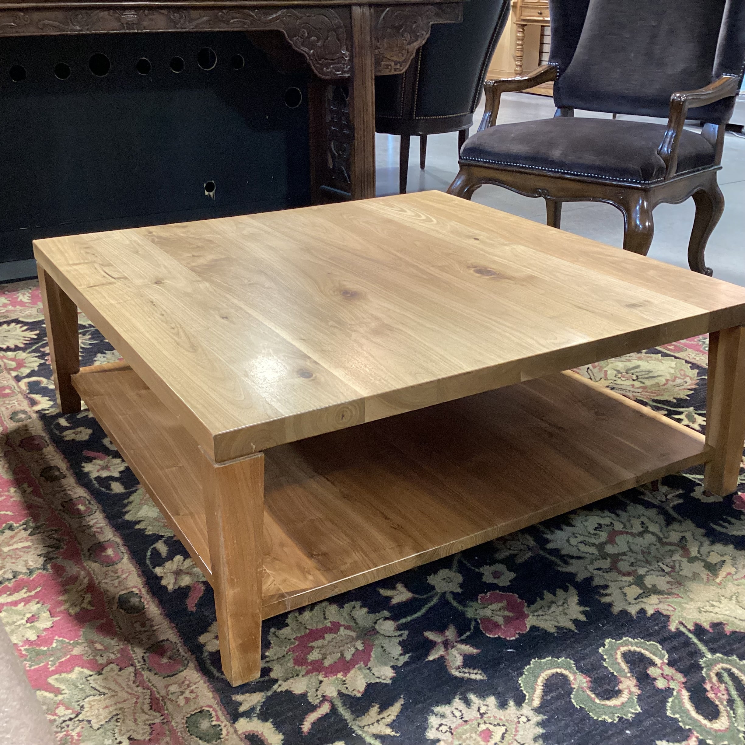 Solid Walnut with Bottom Shelf Coffee Table 42"x 42"x 16"