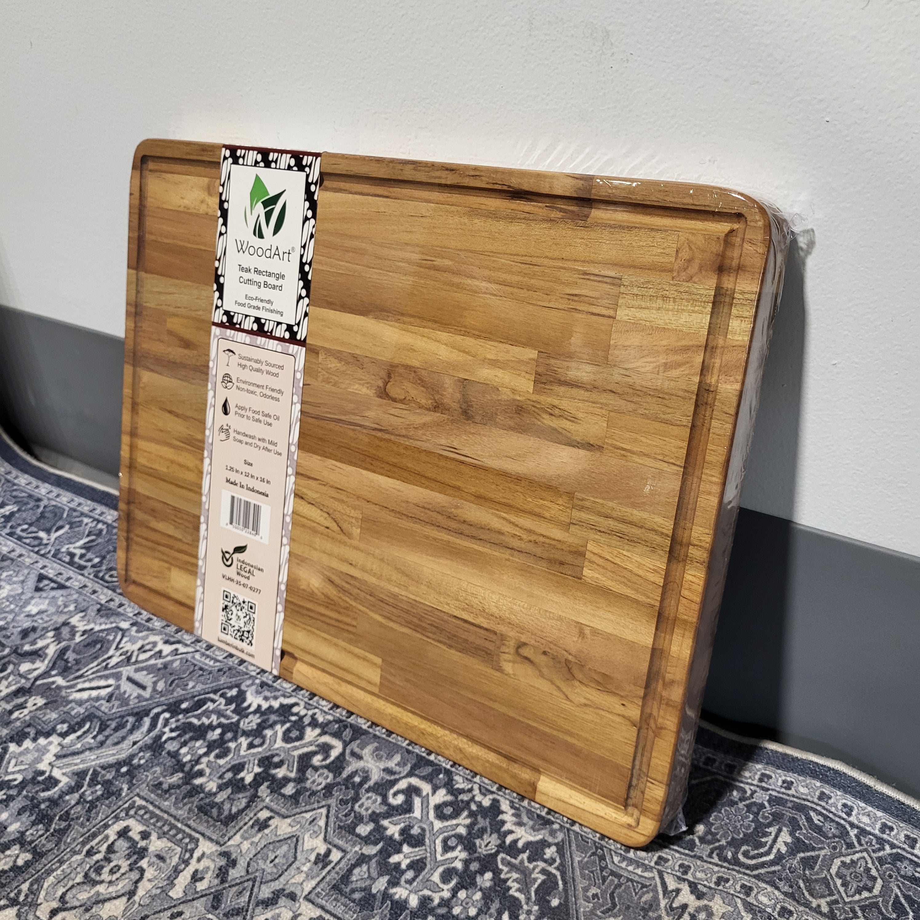 WoodArt Teak Oiled Rectangle Cutting Board 12"x 16"x 1.25"