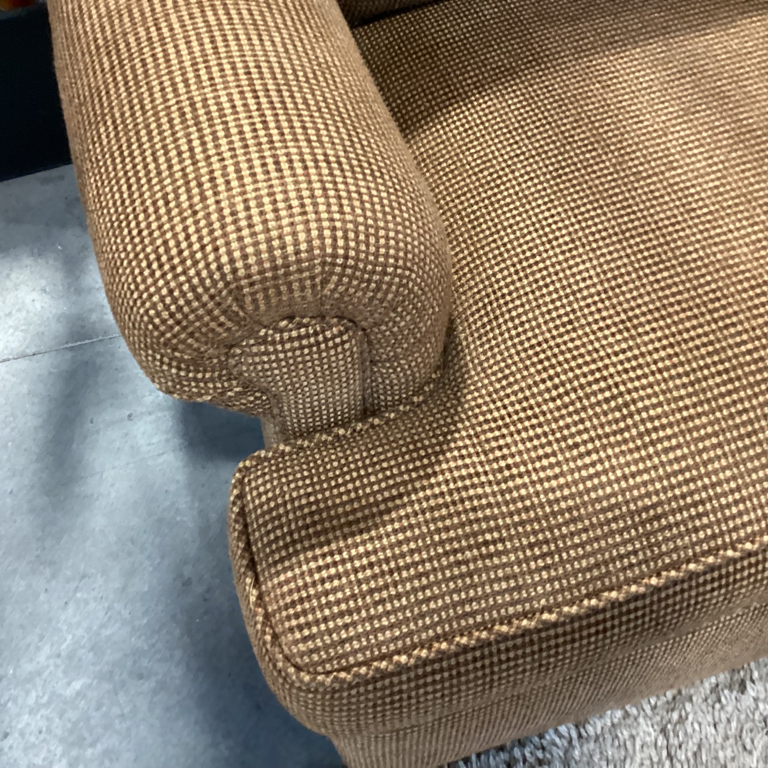 Brown & Tan Wool Blend Woven Sofa 84"x 35"x 32"