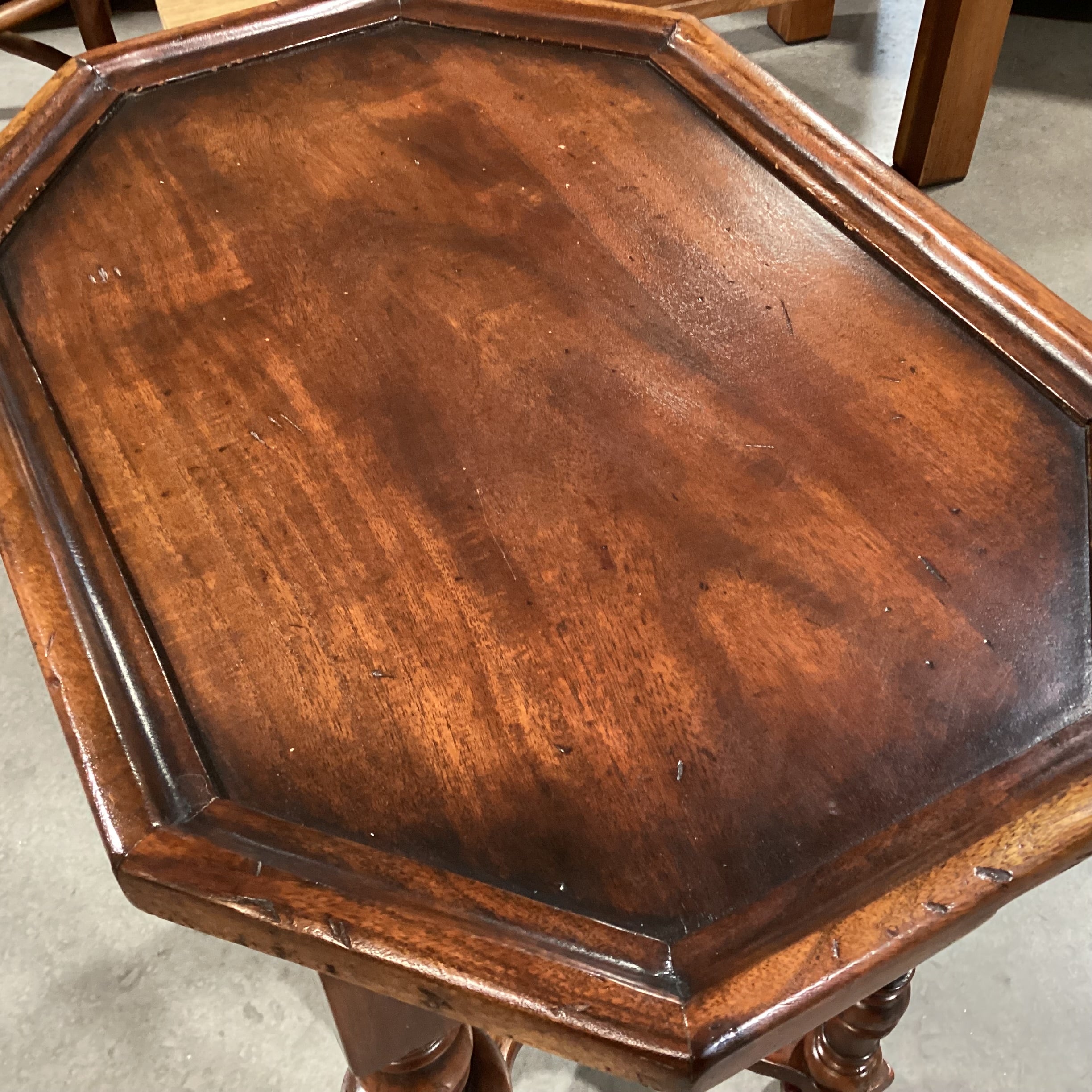 Ornate Carved Distressed Solid Wood 1 Drawer with Based Trestle Detail End Table 26"x 18"x 28.5"