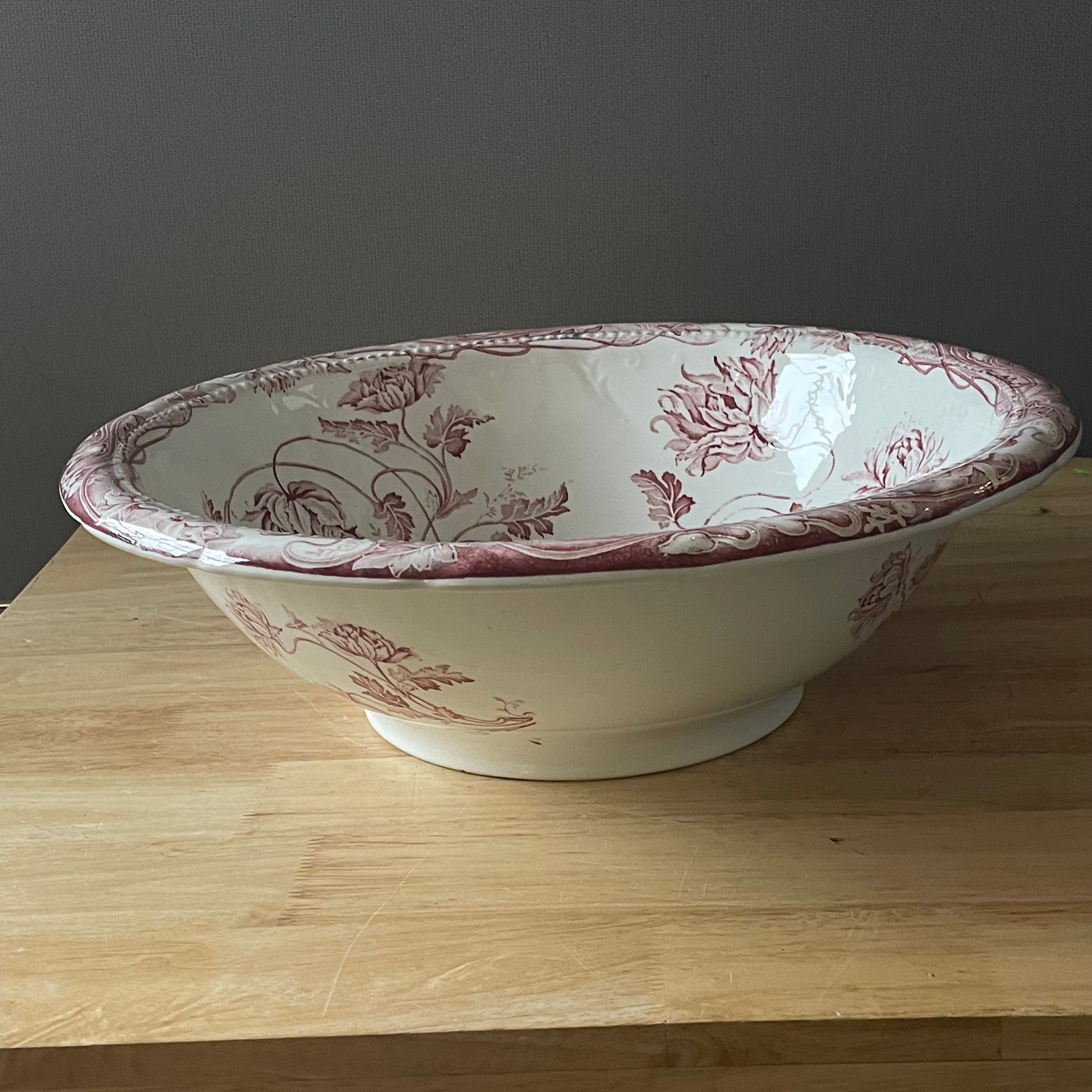 Antique Colonial Pottery "Togo" Ironstone Wash Basin/Large Bowl, 16"x 5"