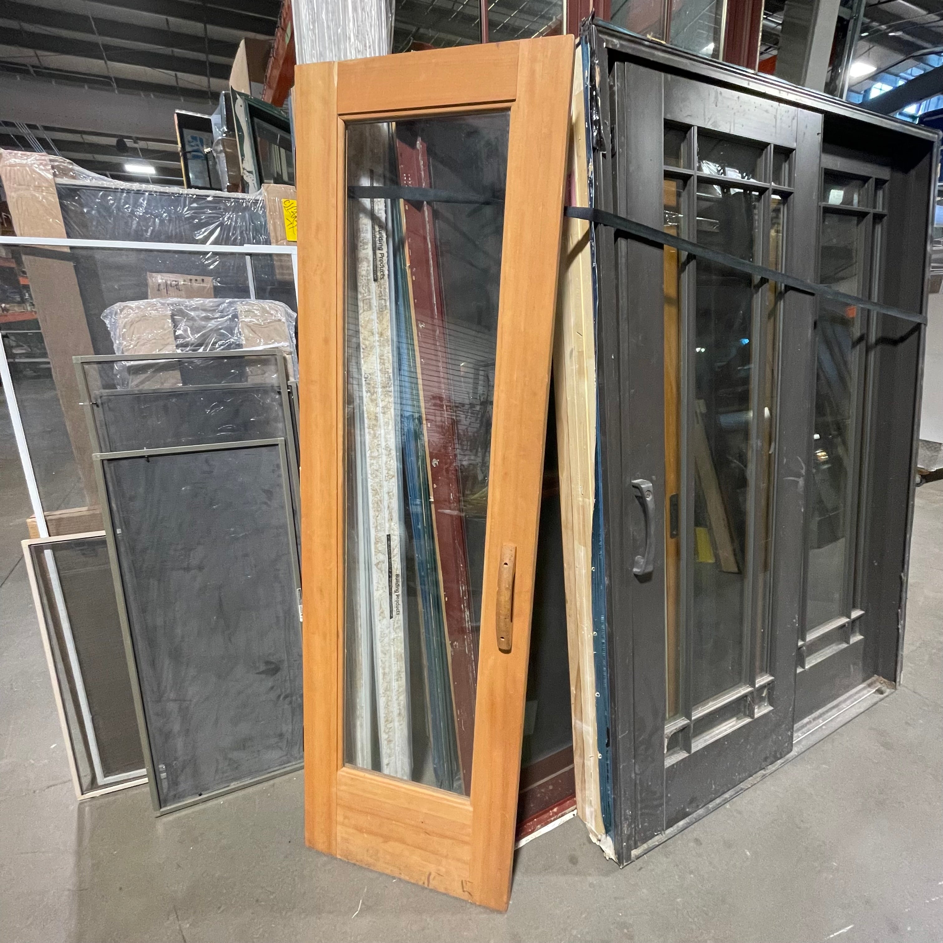 24"x 80"x 1.75" Natural Wood Glass Sauna Door