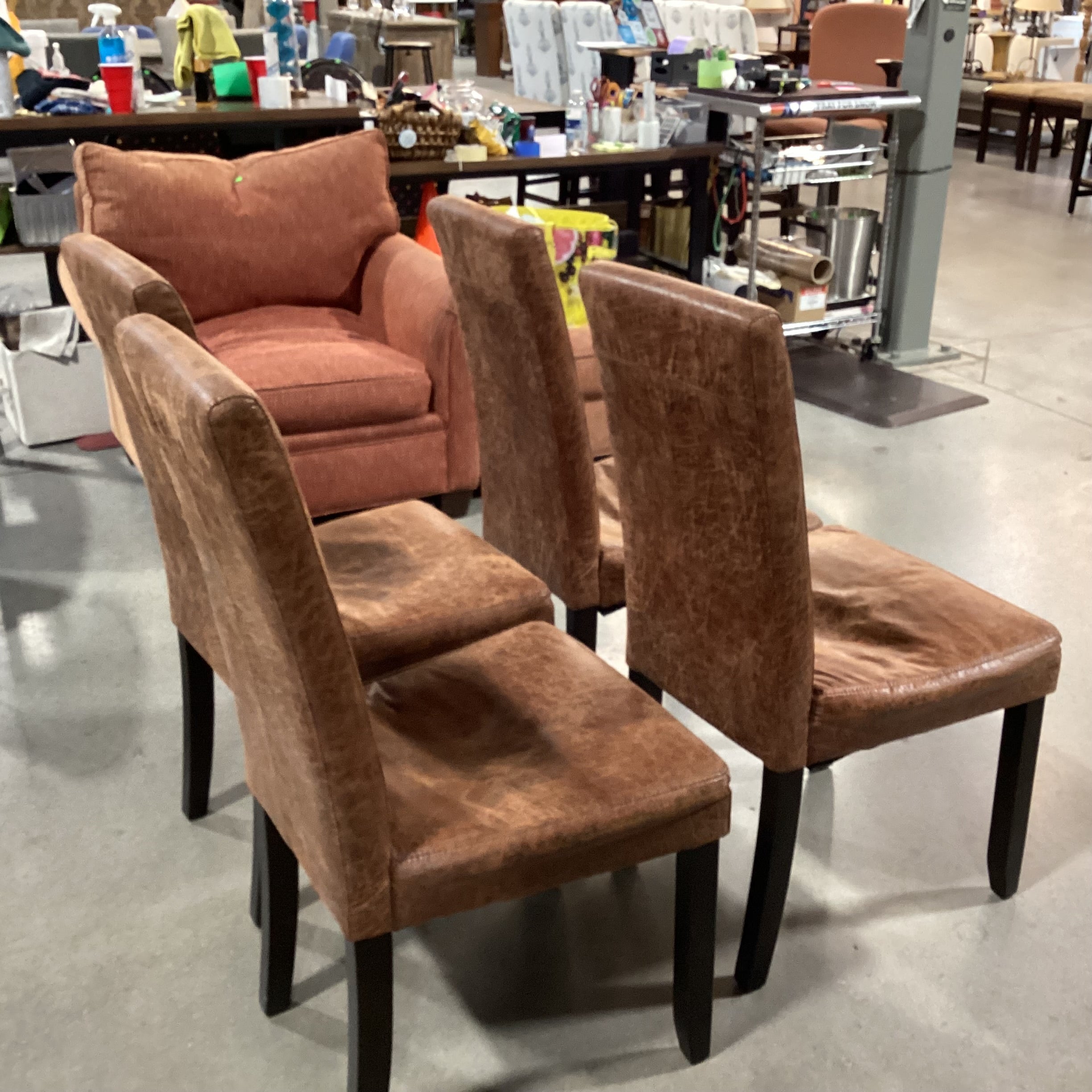 SET of 4 Faux Leather Dining Chairs 19"x 20"x 40"