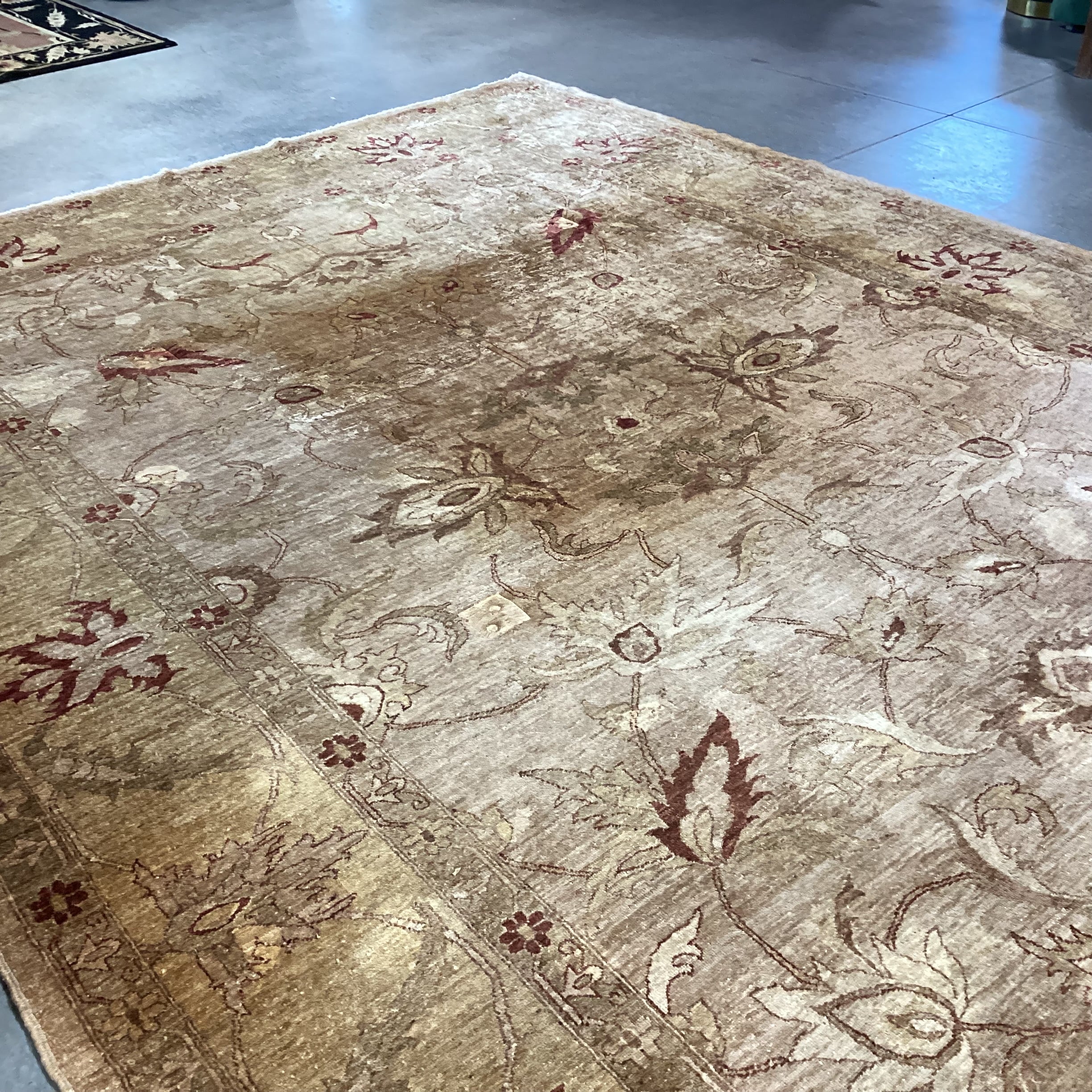 Gold Tan Rust Hand Woven Silky Tufted Wool Rug 10'1"x 13'4"