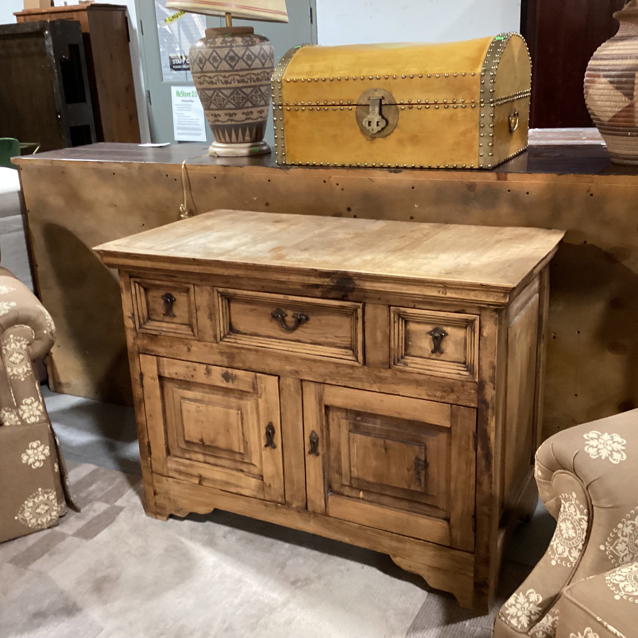 Rustic Pine 3 Drawer 2 Door Buffet 42.5"x 22.5"x 31.5"