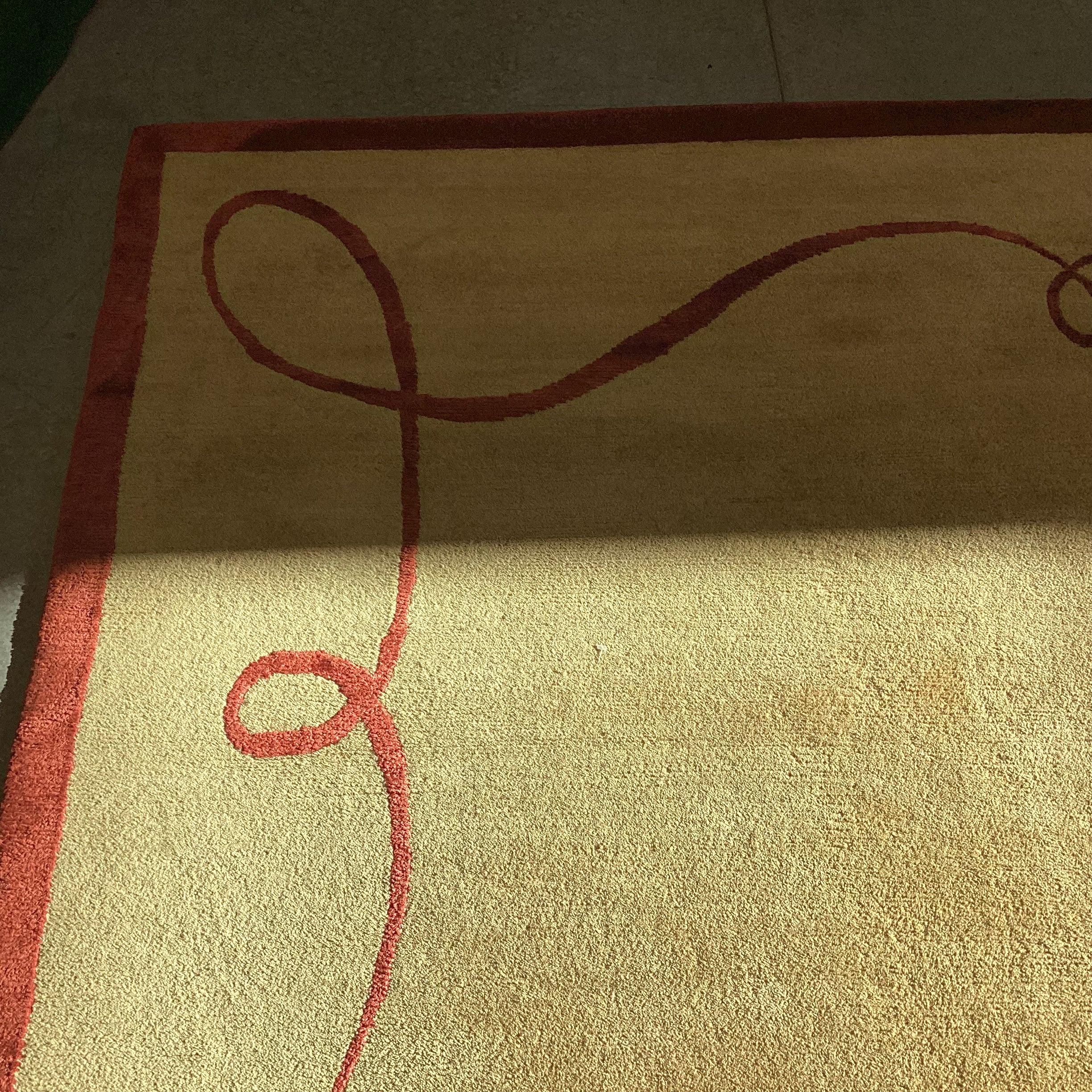 Gold with Burnt Orange Ribbon Hand Made in Nepal Hand Knotted Spun Wool Rug 10'1"x 16'3"