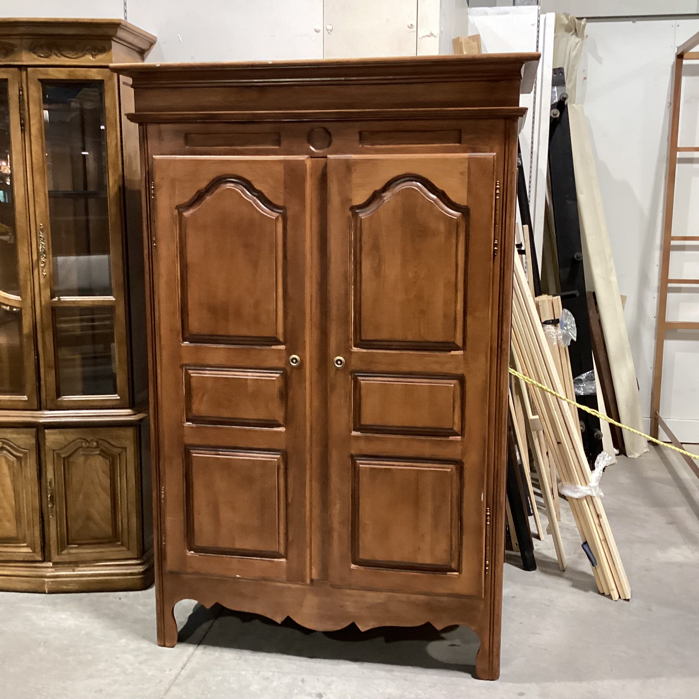 Carved Wood 2 Door with Shelves Armoire 48"x 28"x 72"