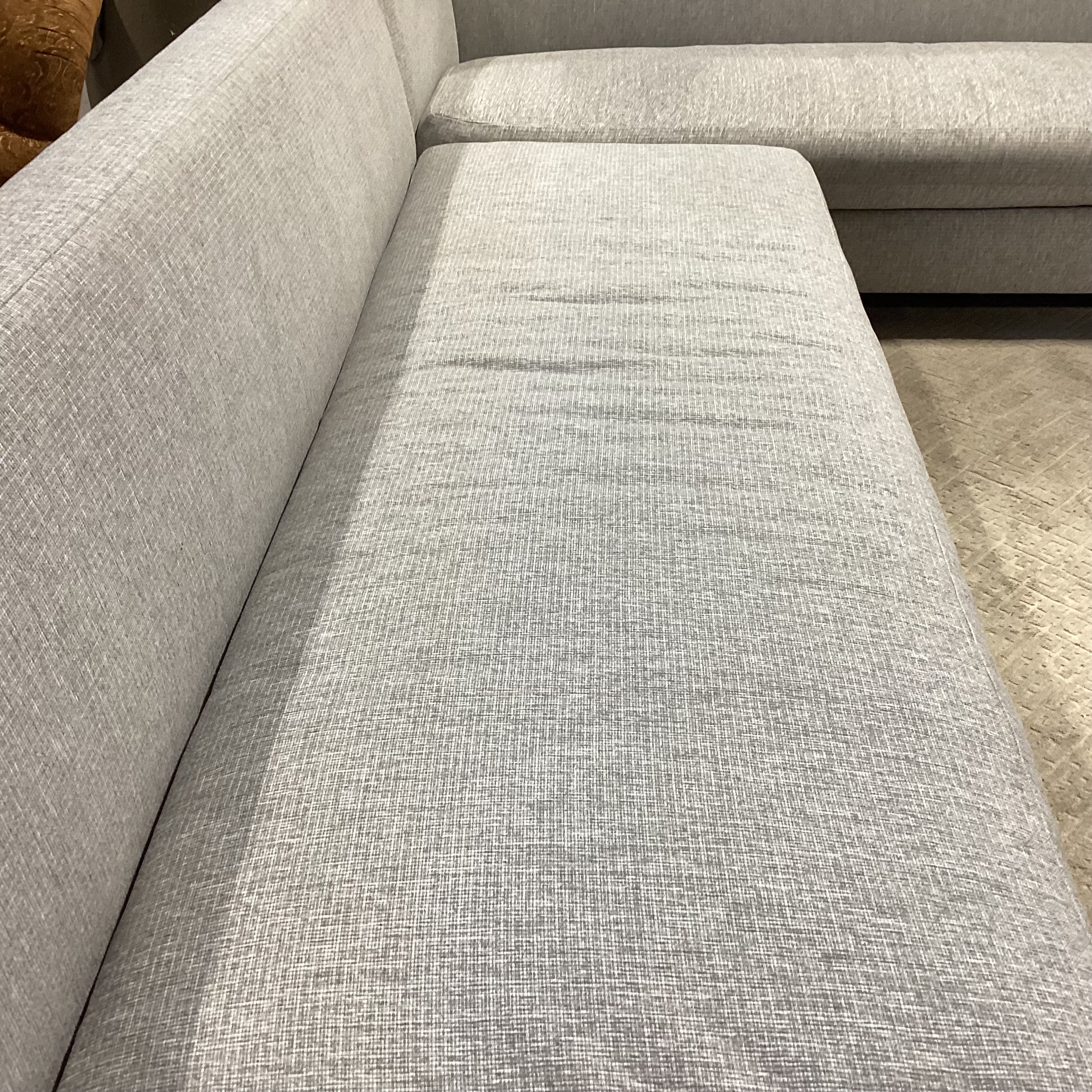 Modern Grey Woven Bench Cushions 2 Piece Sectional 144"x 115"x 41"x 34"