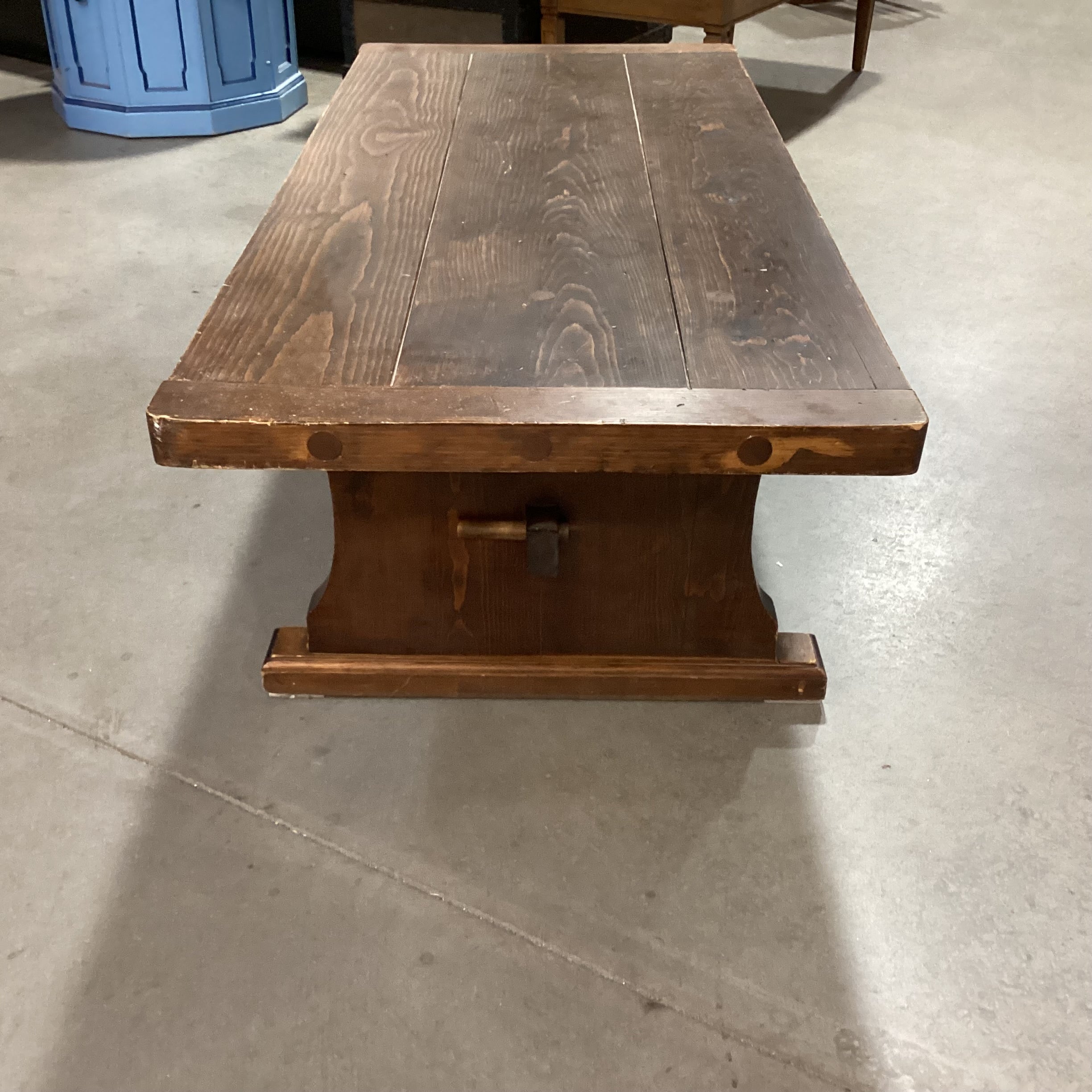 Plank & Carved Wood with Trestle Coffee Table 52.5"x 23"x 17.5