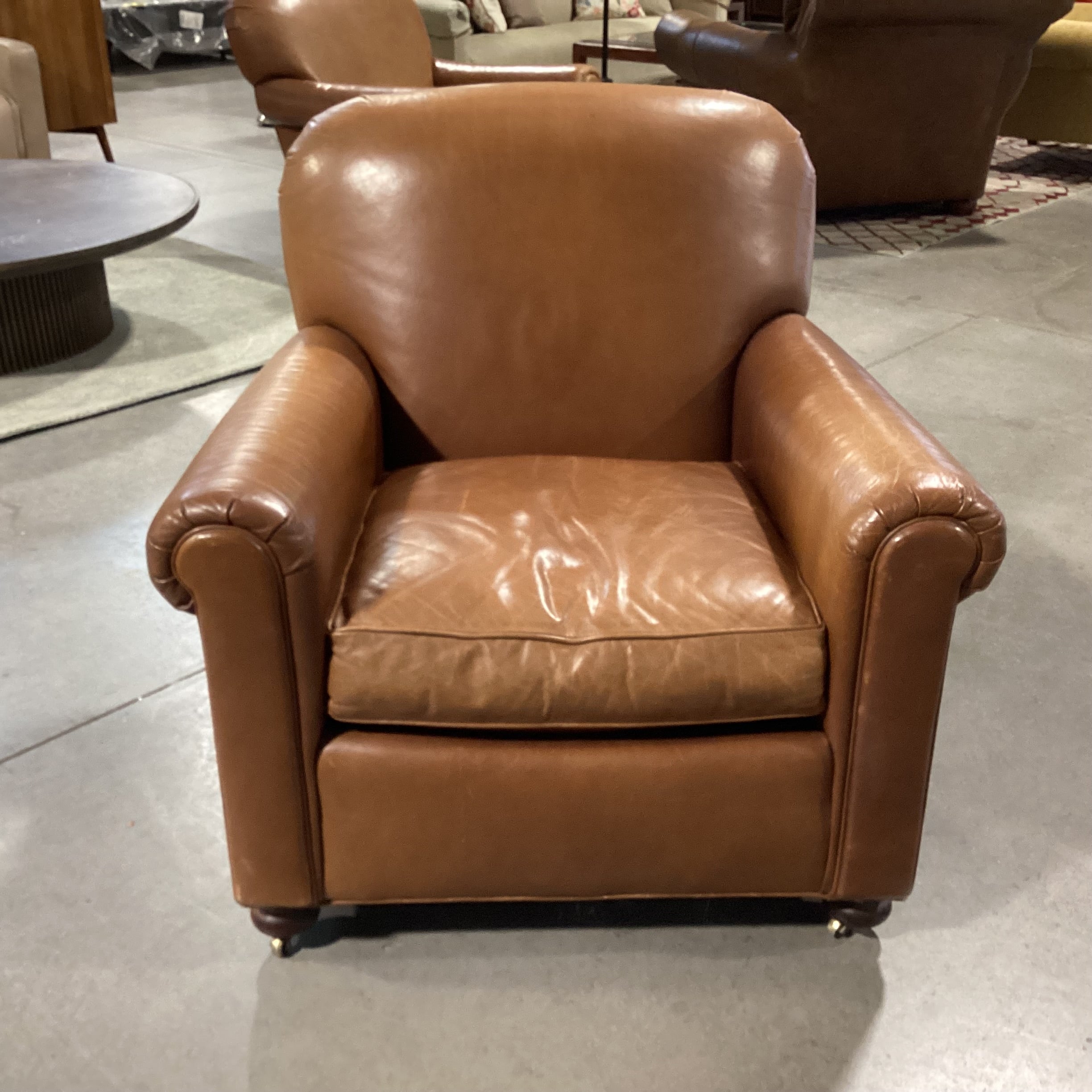 Lee Industries Leather with Front Casters Club Chair 36"x 38"x 35"