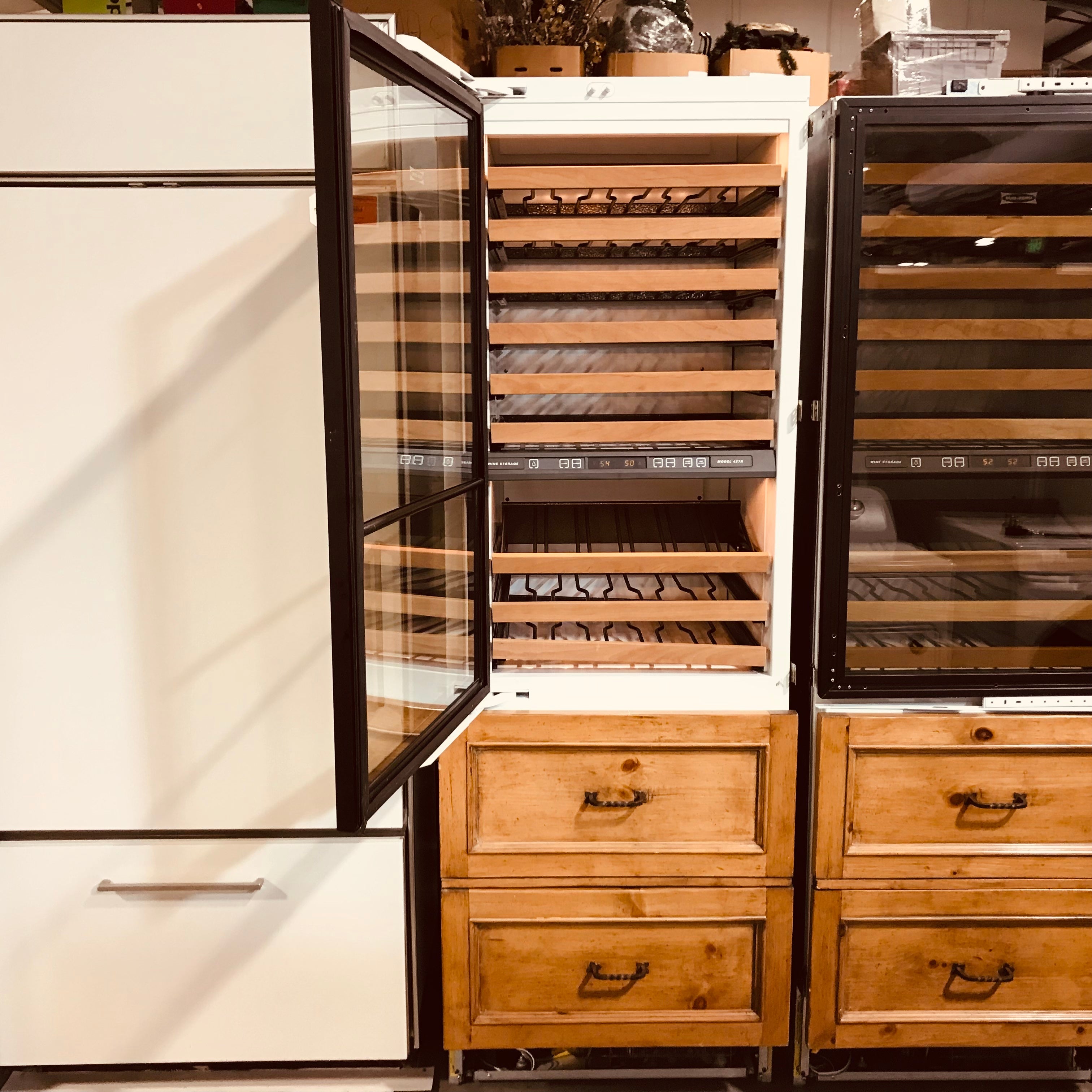 Sub-Zero 427r Wood Paneled Door 2 Refrigerator Drawers Wine Cooler 27"x 24"x 80"
