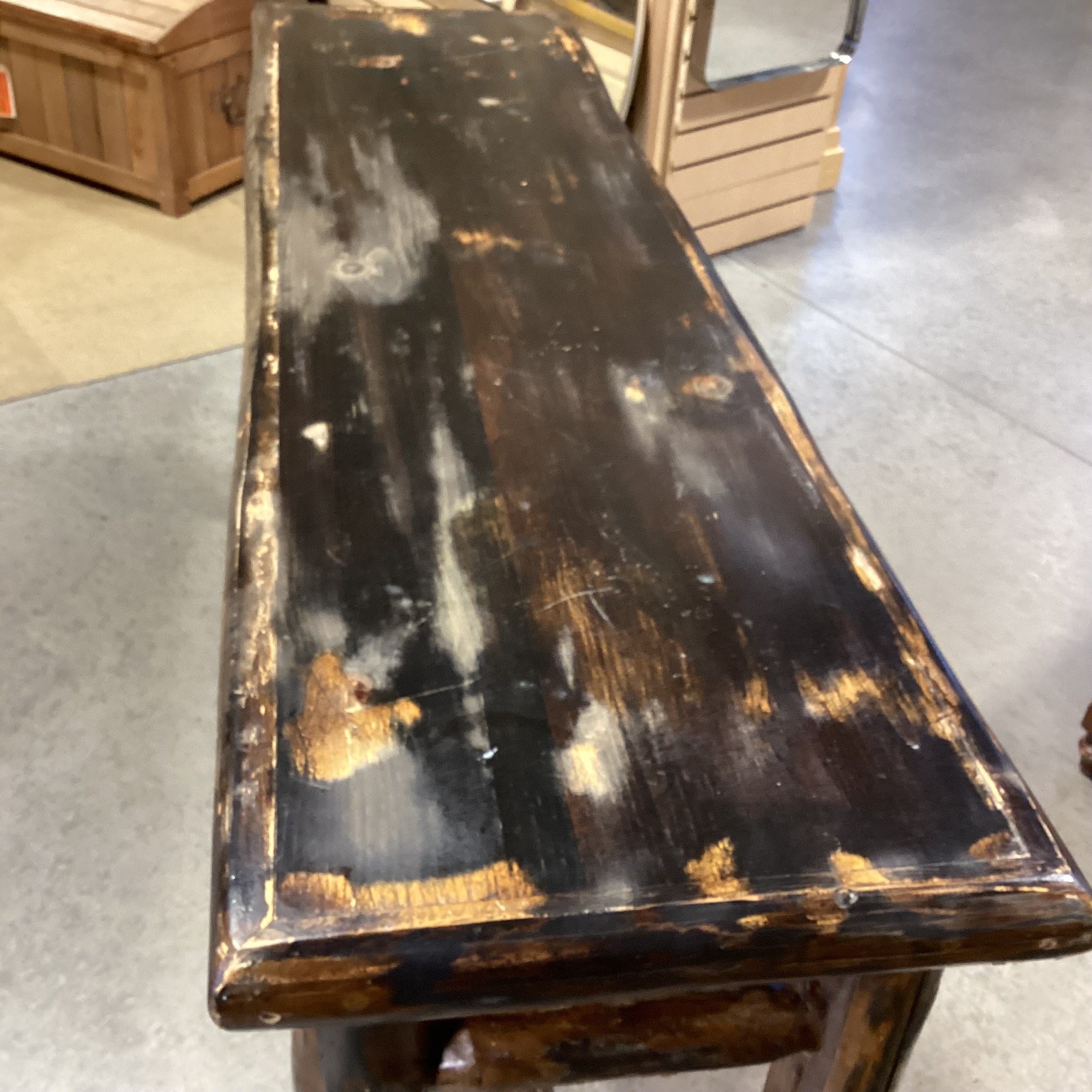 Black Distressed Rustic Finish Wood & Log Sofa Table 60"x 17"x 31"