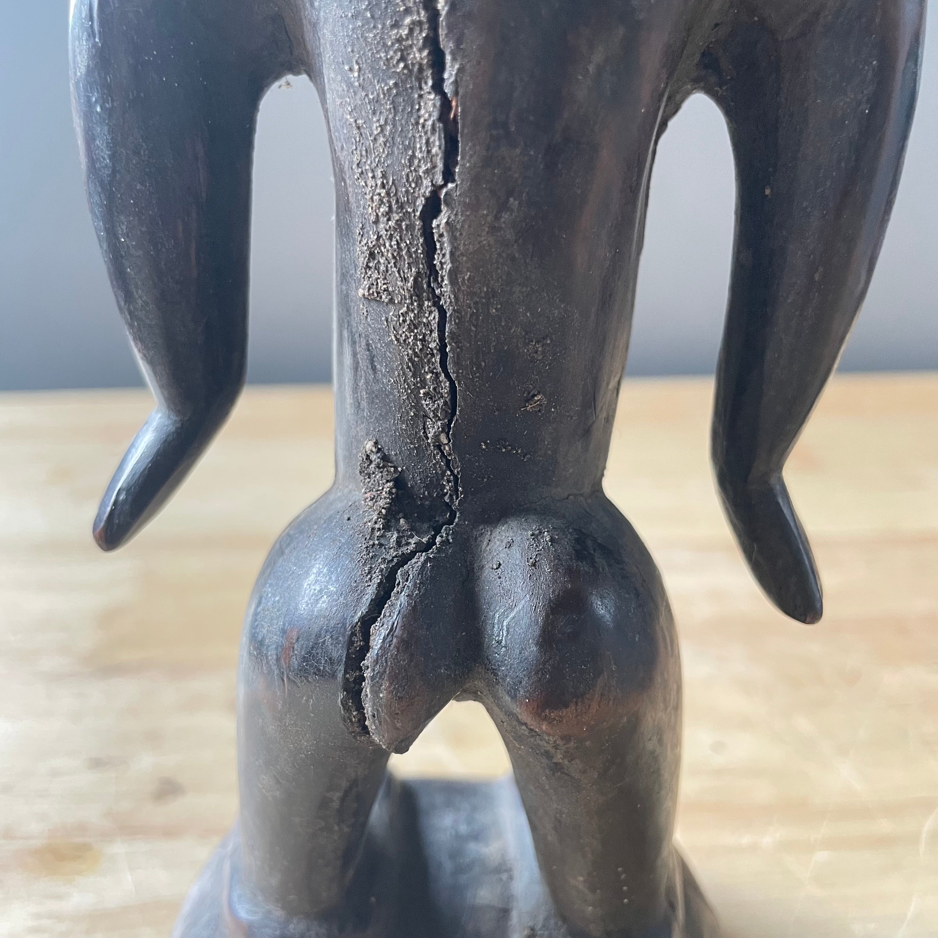 Vintage Nigerian Hand Carved Yoruba Ere Ibeji Figurines, Pair, 4"x 12" Approximately