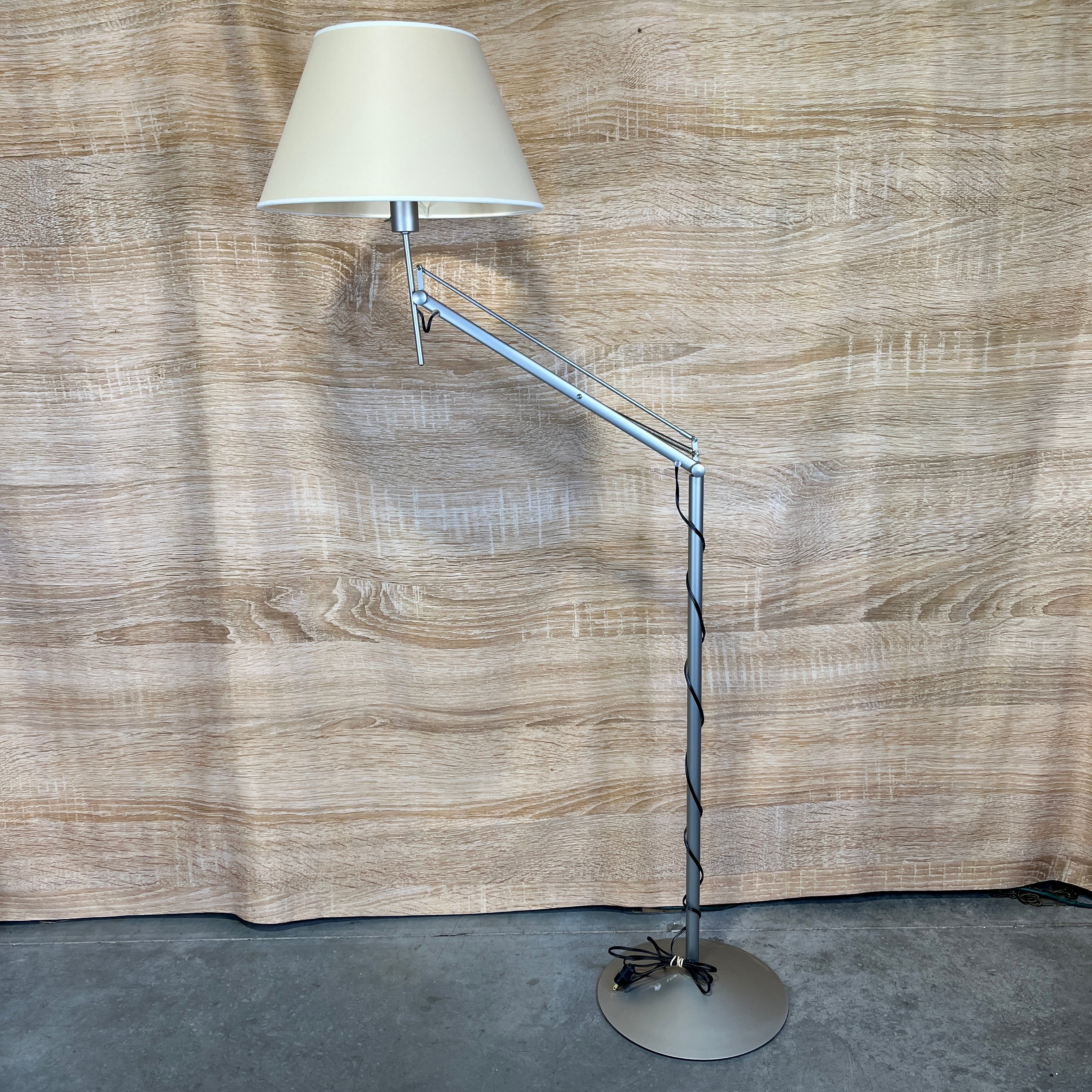 Modern Articulating Matte Gray with Shade Floor Lamp 14" Diameter @ Base x 48" - 68"