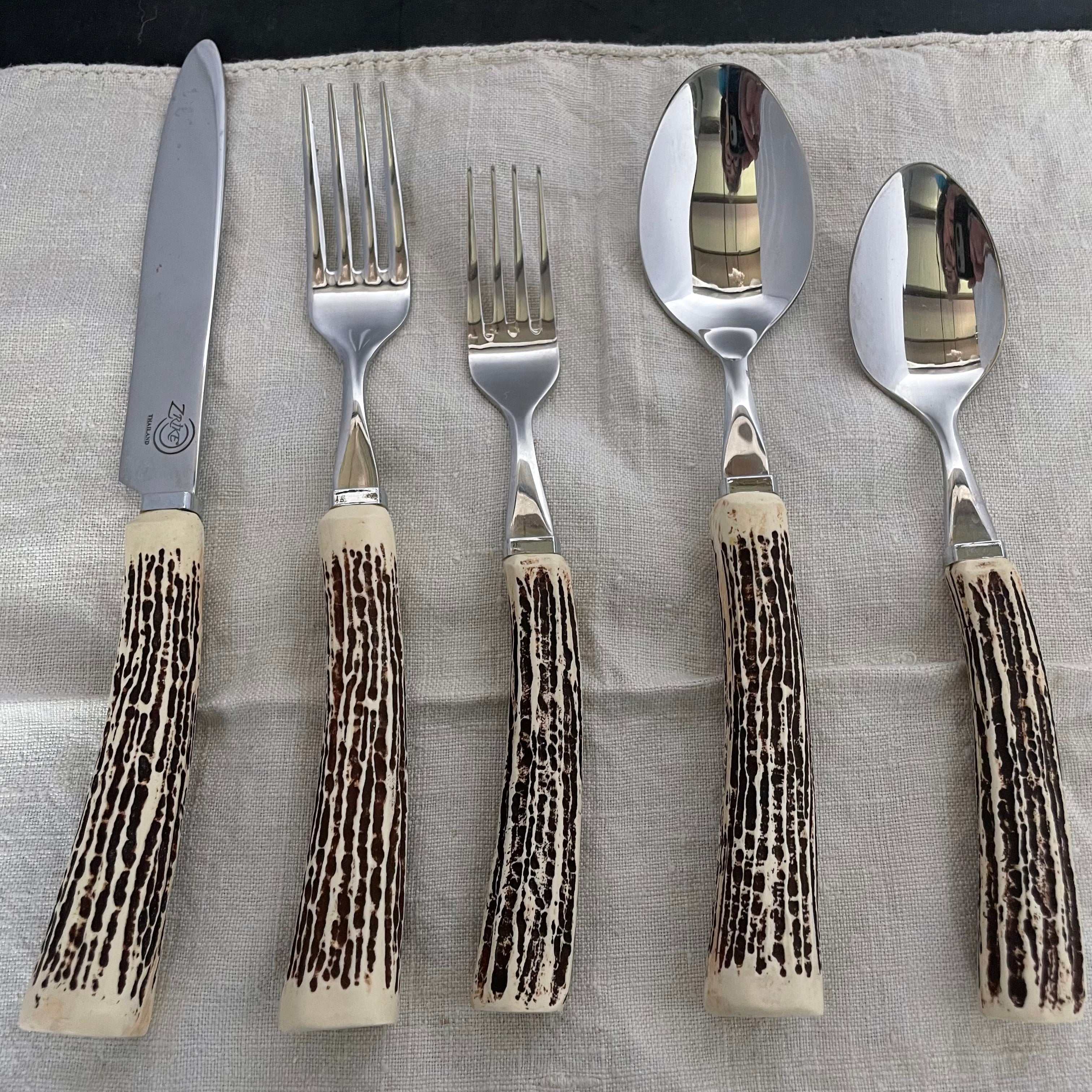 Set of 40 Pieces Zrike Stainless Steel Faux Antler Flatware -Service for 8
