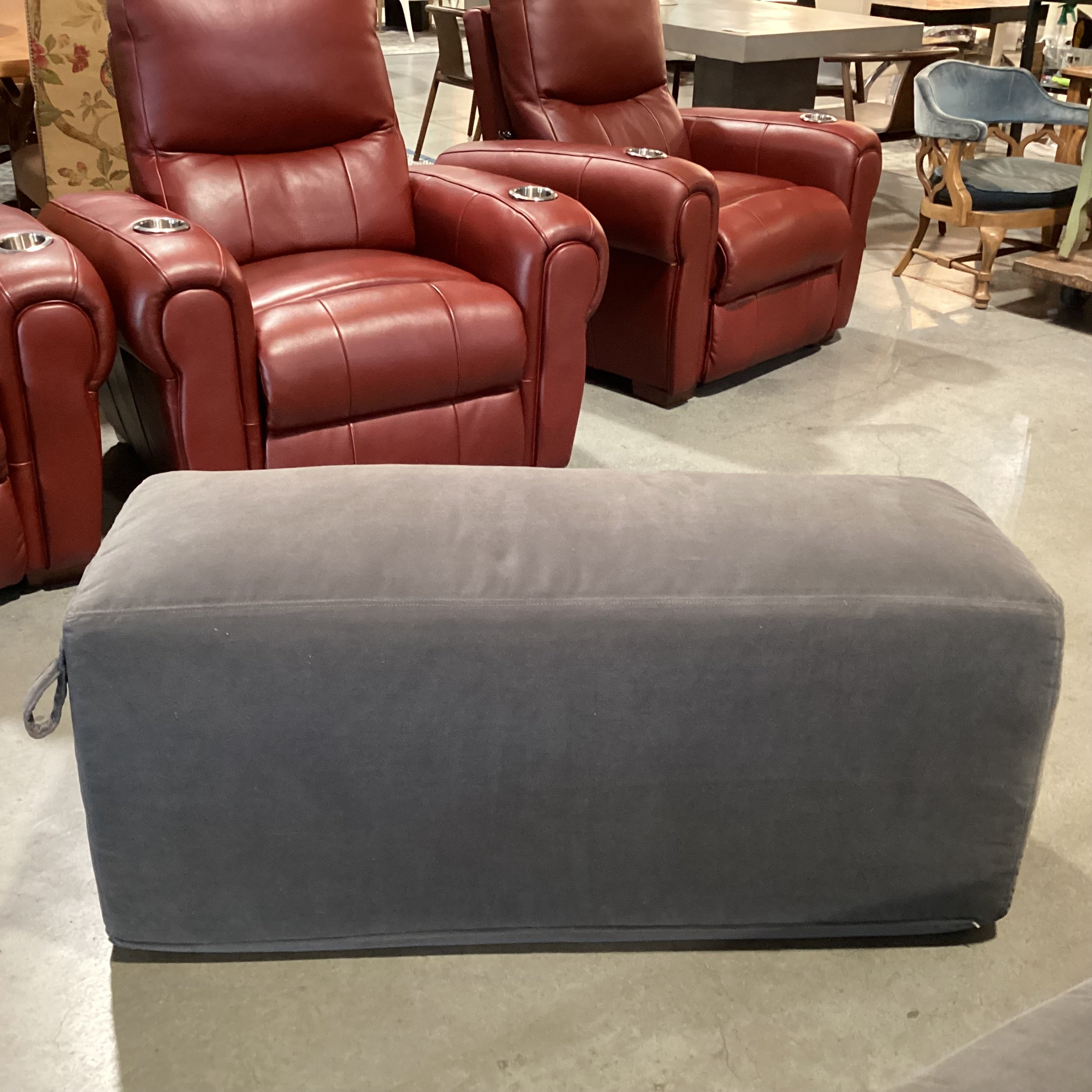 Verellen Grey Velvet & Down Mix Modern Bench Ottoman 50"x 19"x 23"
