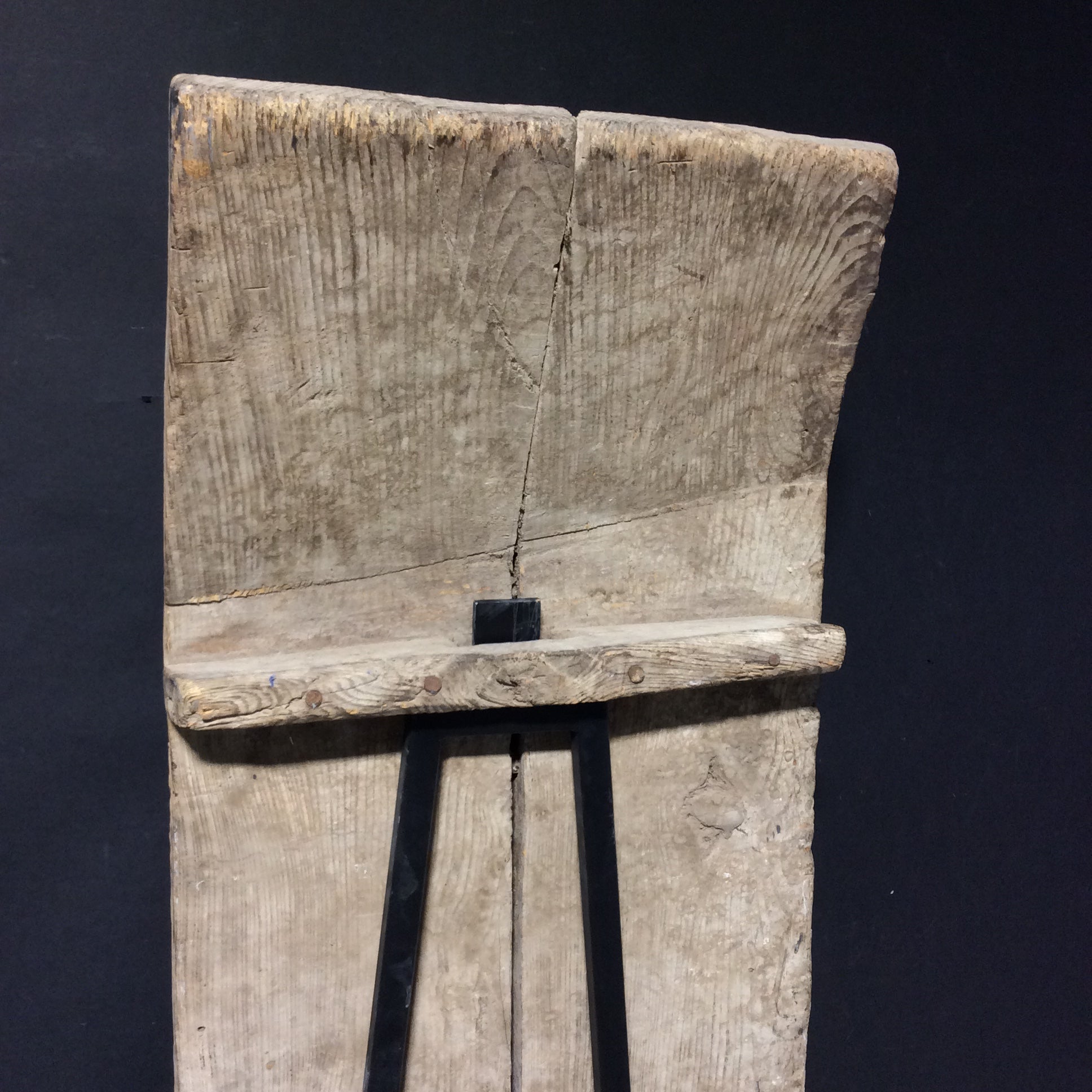 Antique 19th Century Flax Seed Thresher With Custom Metal Stand (S&SB) 23" W x 24" D x 64" H