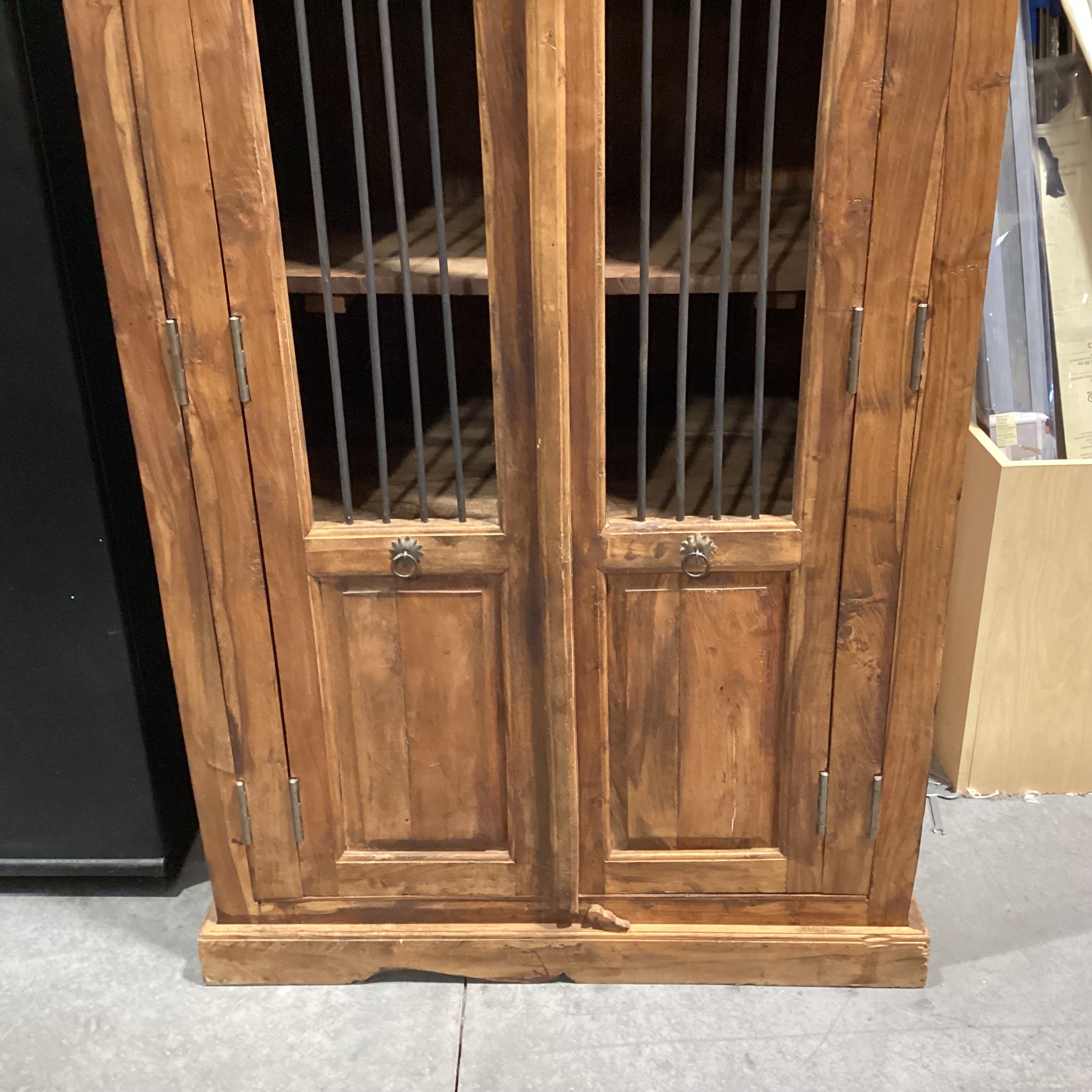 Solid Rustic Wood with Iron Accent Armoire 40.5"x 25"x 70.5"