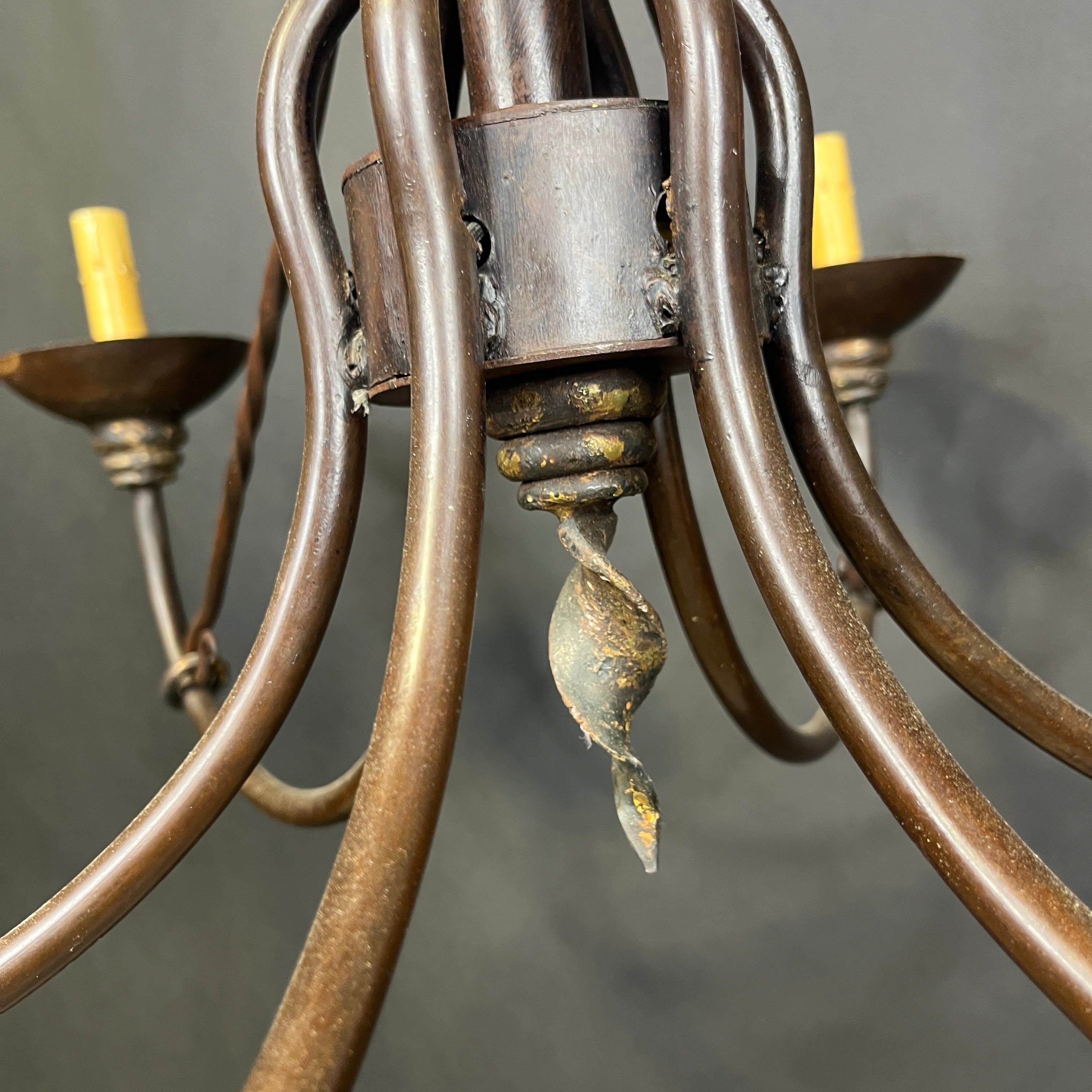 Revival Style 6-Light Rust Bronze Metal Candelabra Chandelier 31” Diameter x 45”