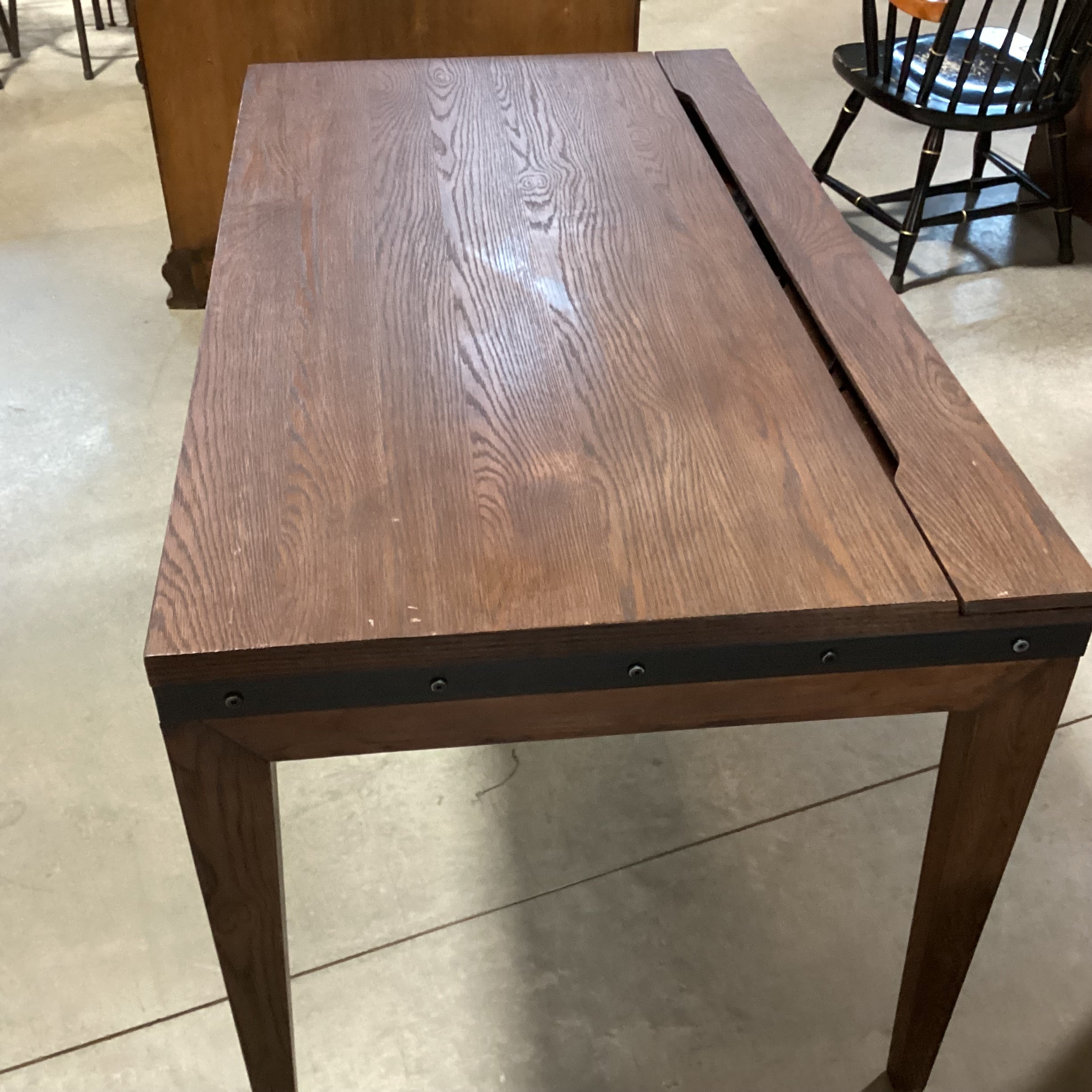 Dark Finish Wood with Flip Top Electrical Storage Desk 54"x 30"x 30"