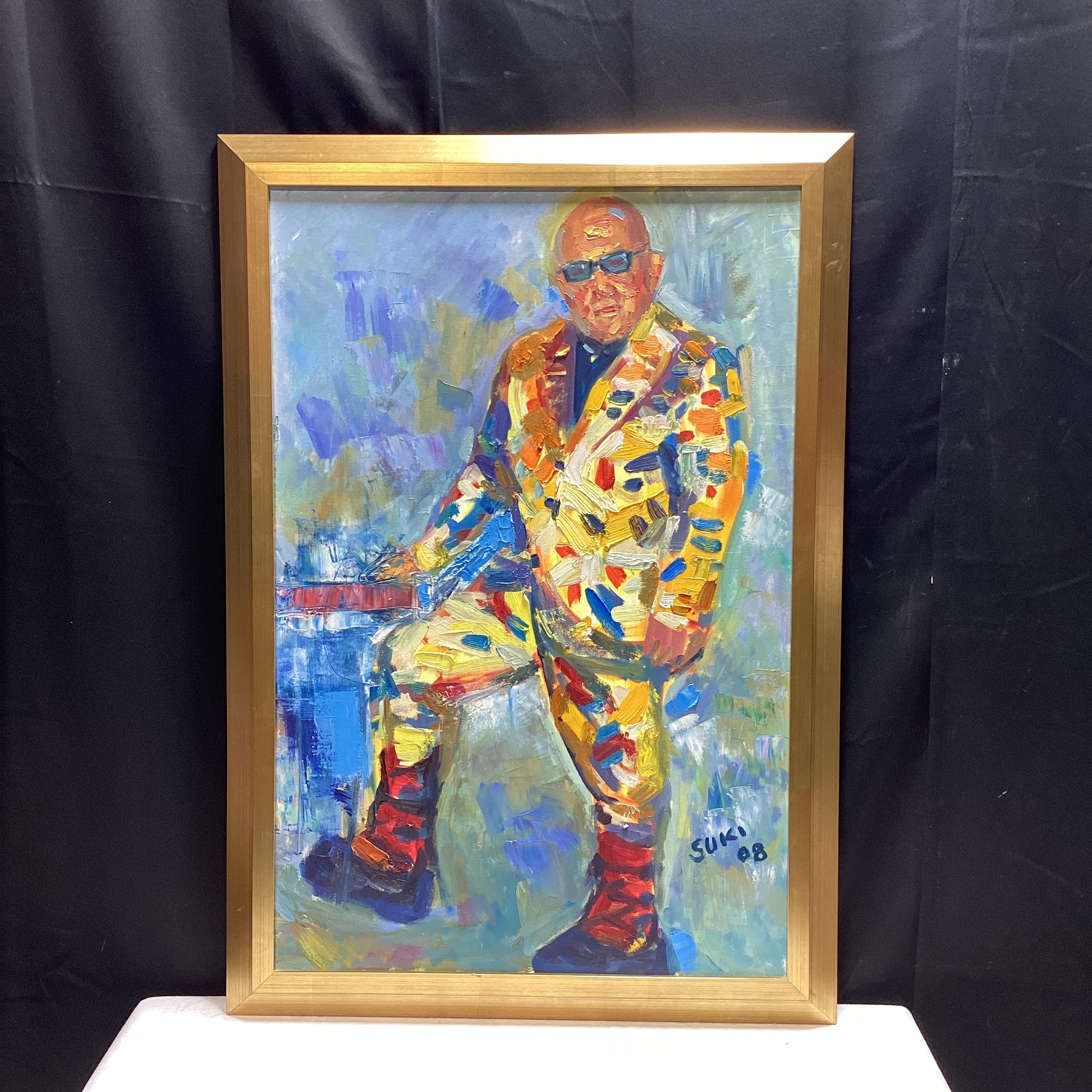 SUKI Artist Signed/ Dated Original Full Body Stylistic Portrait 28 1/4" x 40 1/4"