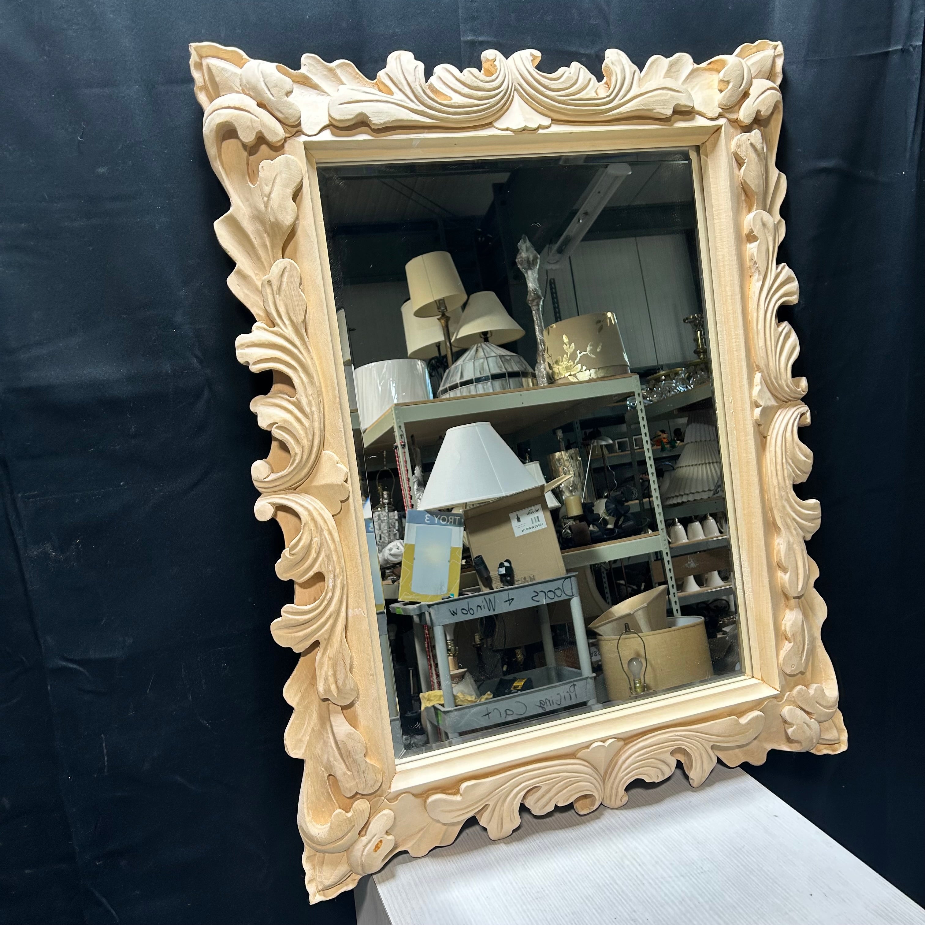 Hand Carved Leaf Scroll Mirror  29"x 37"