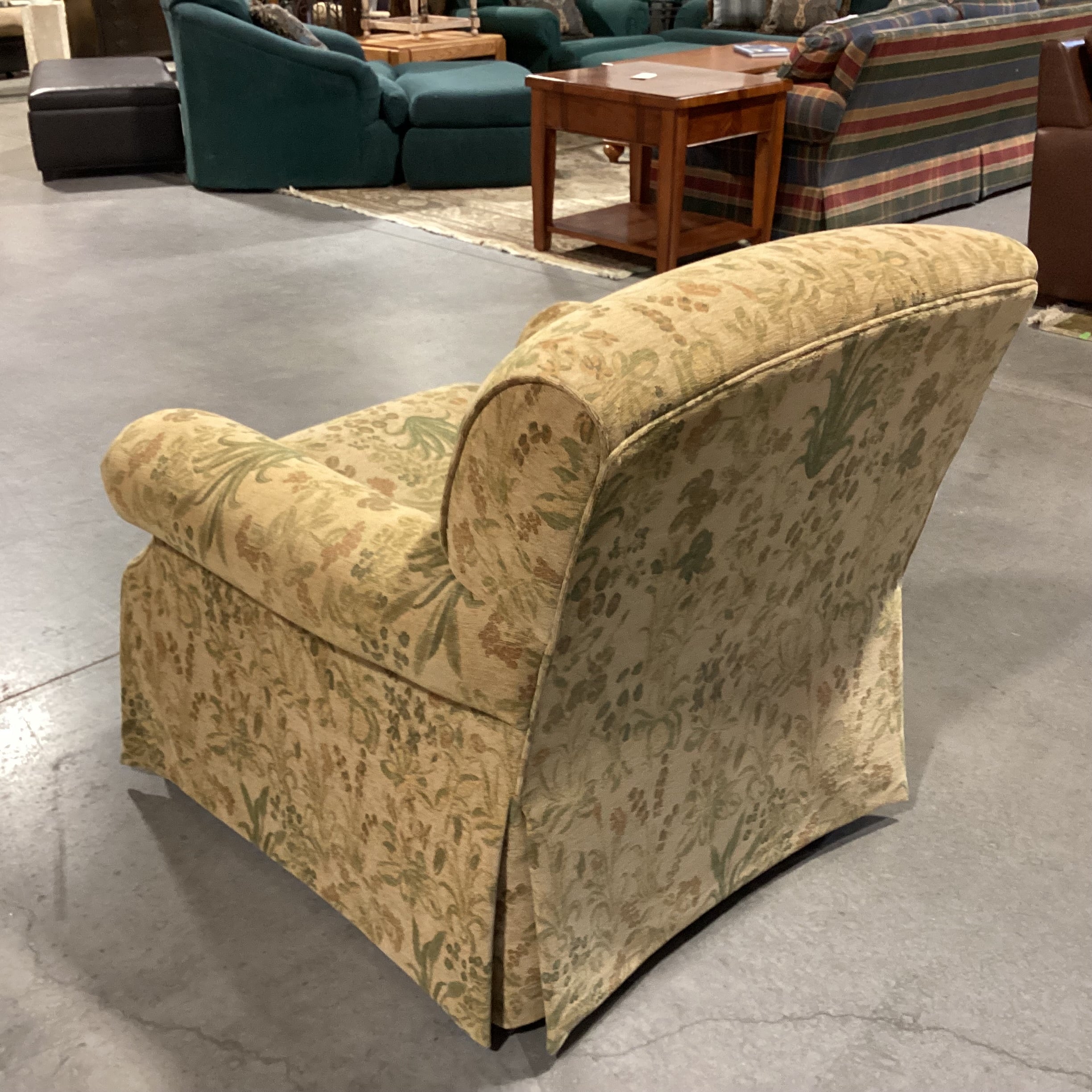 Kravet Furniture Golden Tan & Green Floral Chair 36"x 36"x 35"