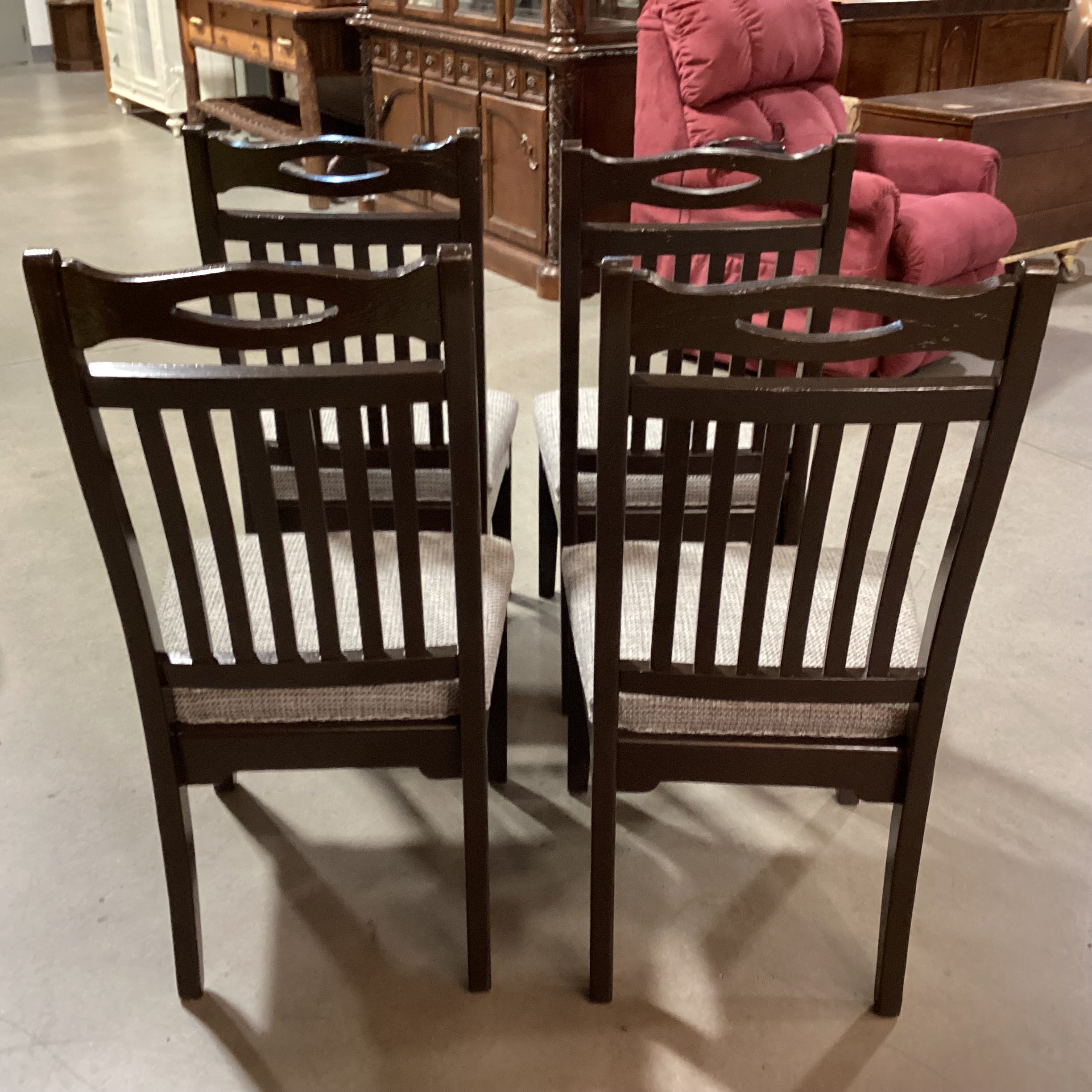 SET of 4 Dark Finish with Grey Woven Seat Dining Chairs 21"x 23"x 41"