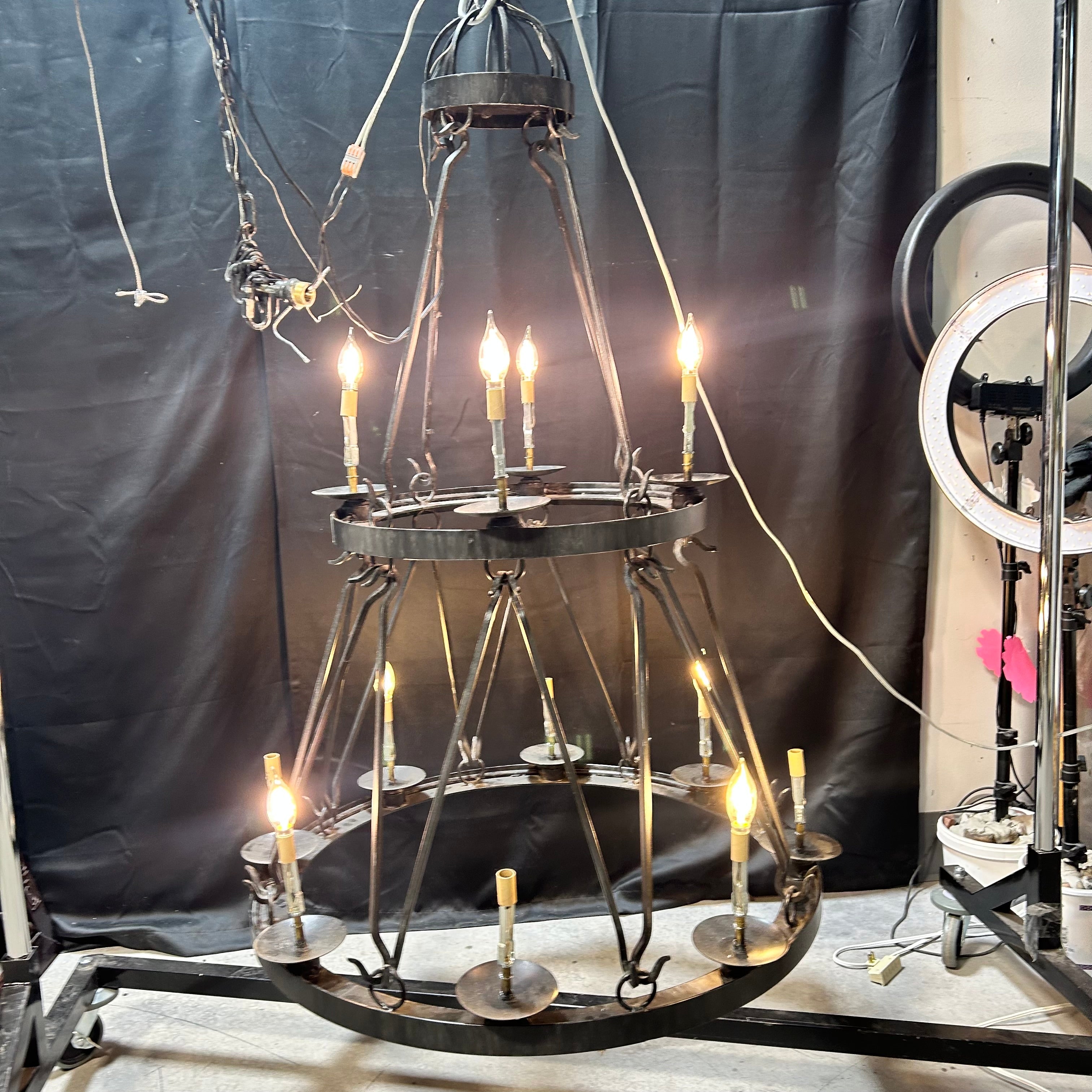 Haddington 12-Light Iron Empire Chandelier 36"x 57"
