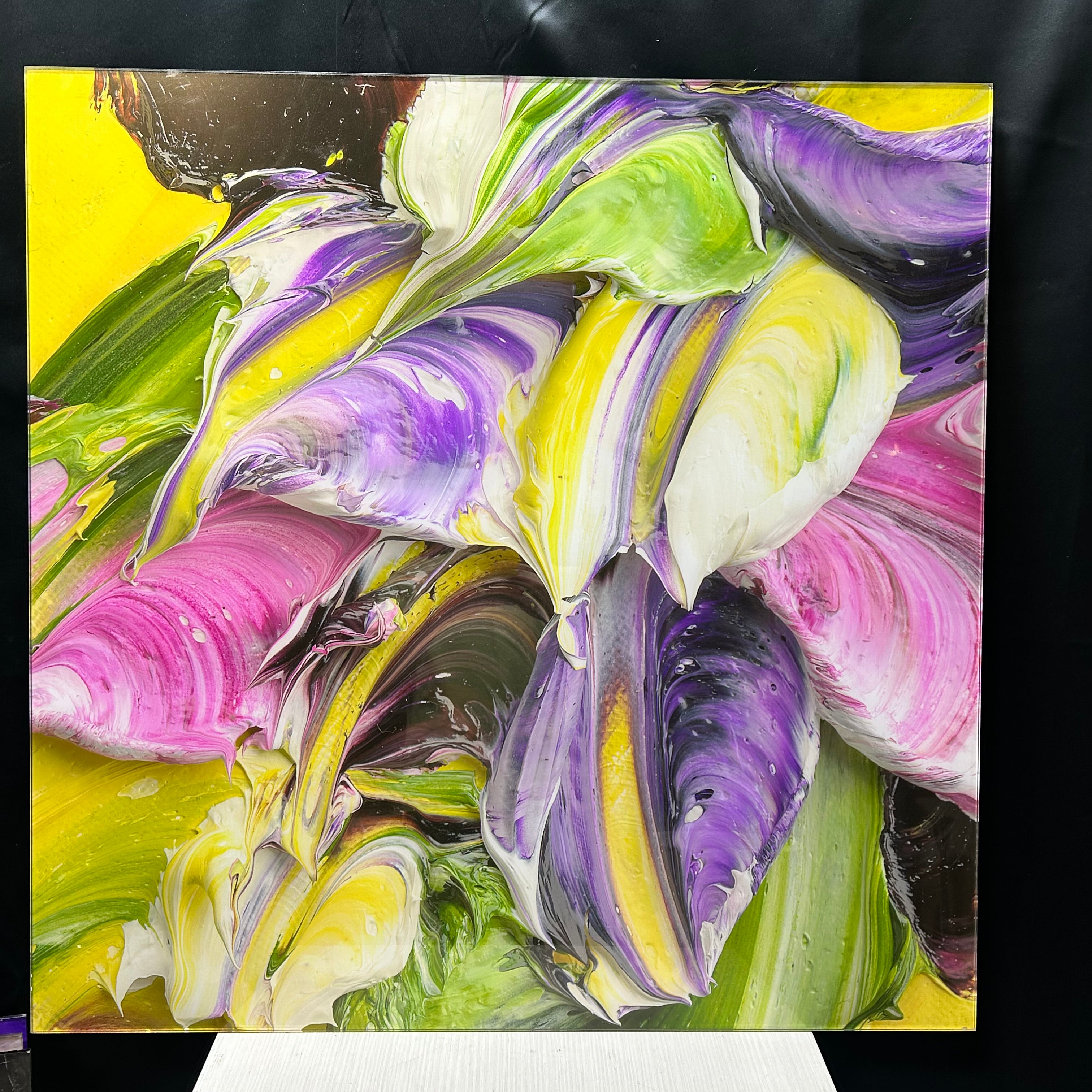 Renea Menzies Abstract Flower Print With Acrylic Cover  32"x 32"