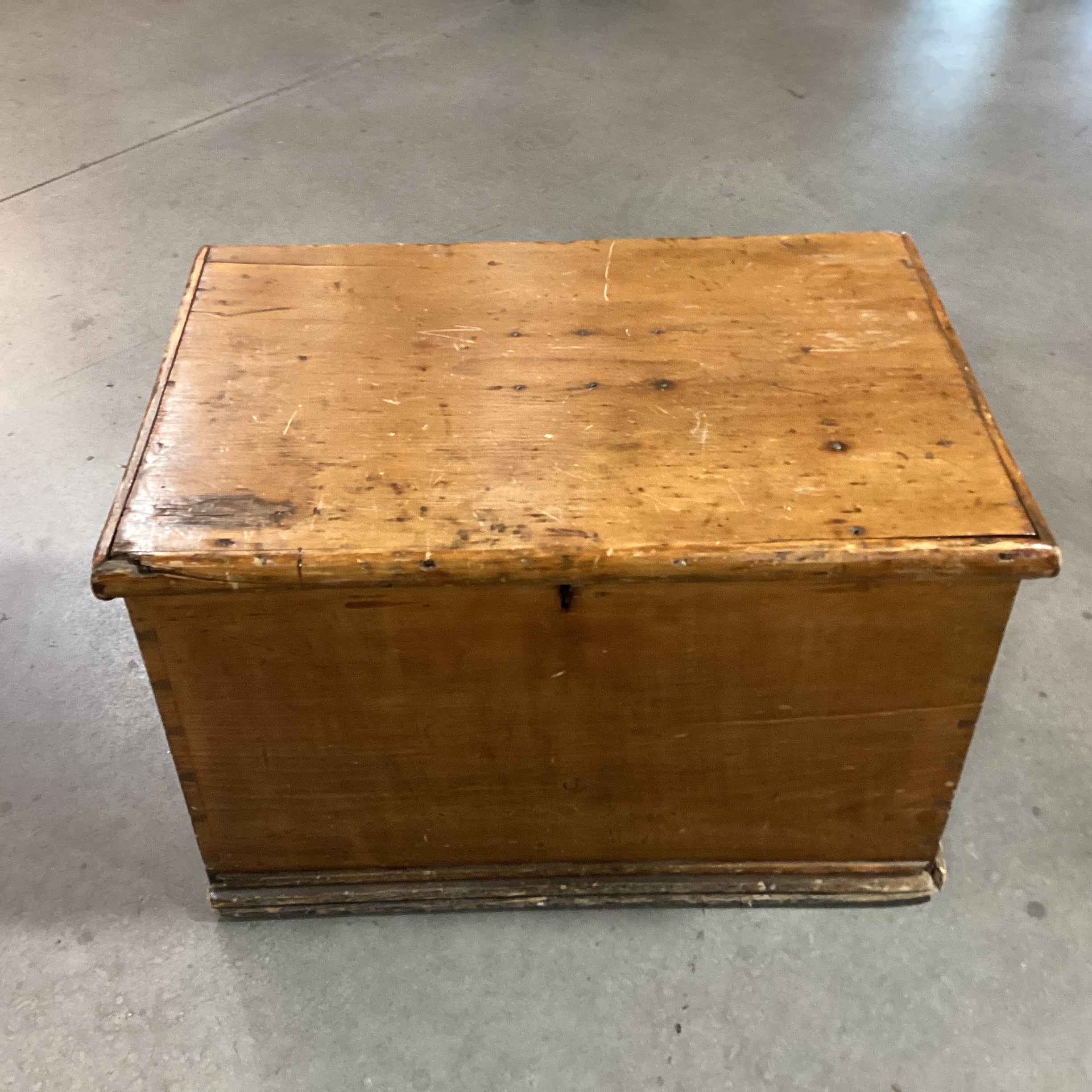 Antique Wood with Iron Handles Small Trunk 27"x 18"x 17"