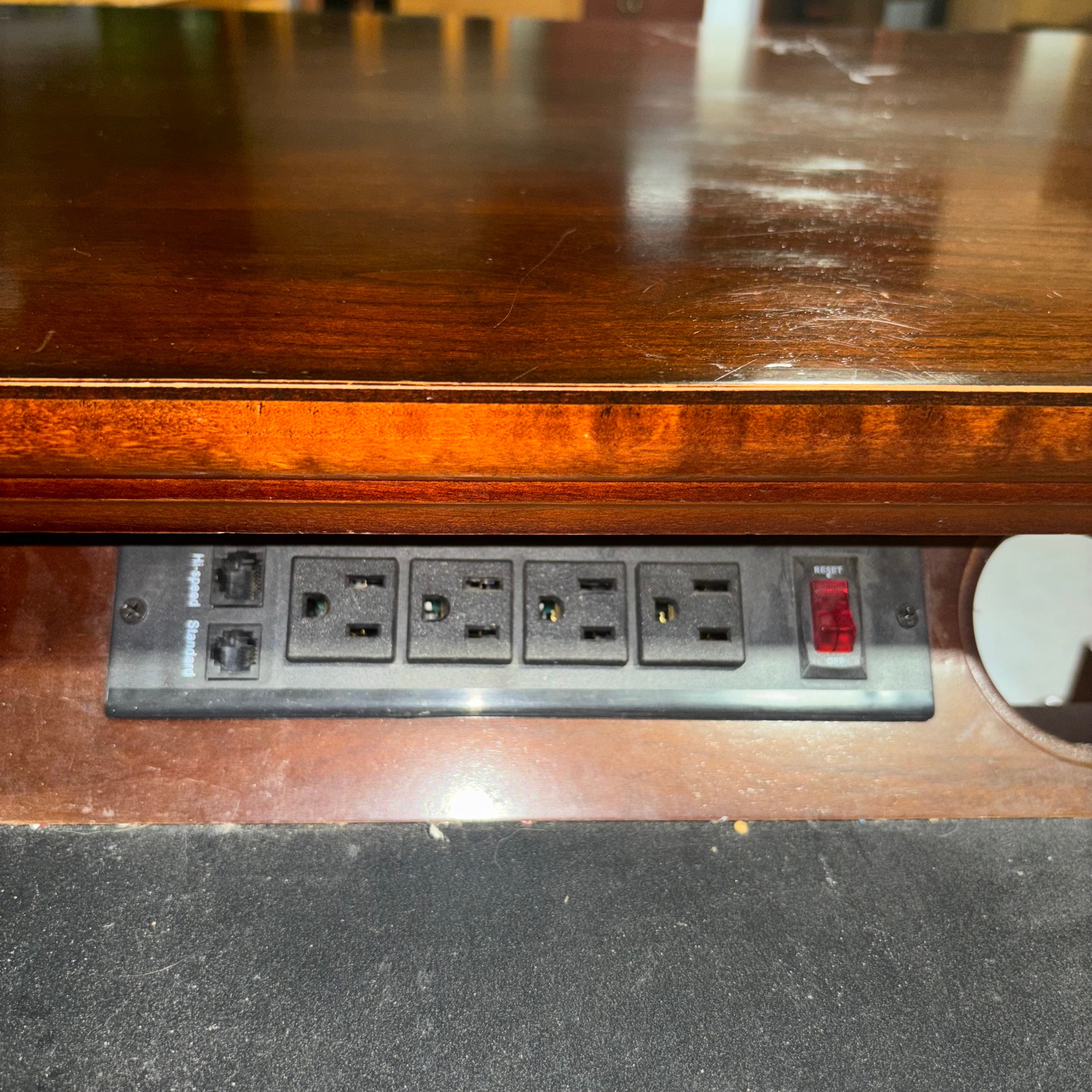 Ornate Carved Dark Finish Wood 3 Drawer with Trestle Desk 66"x 32"x 30"