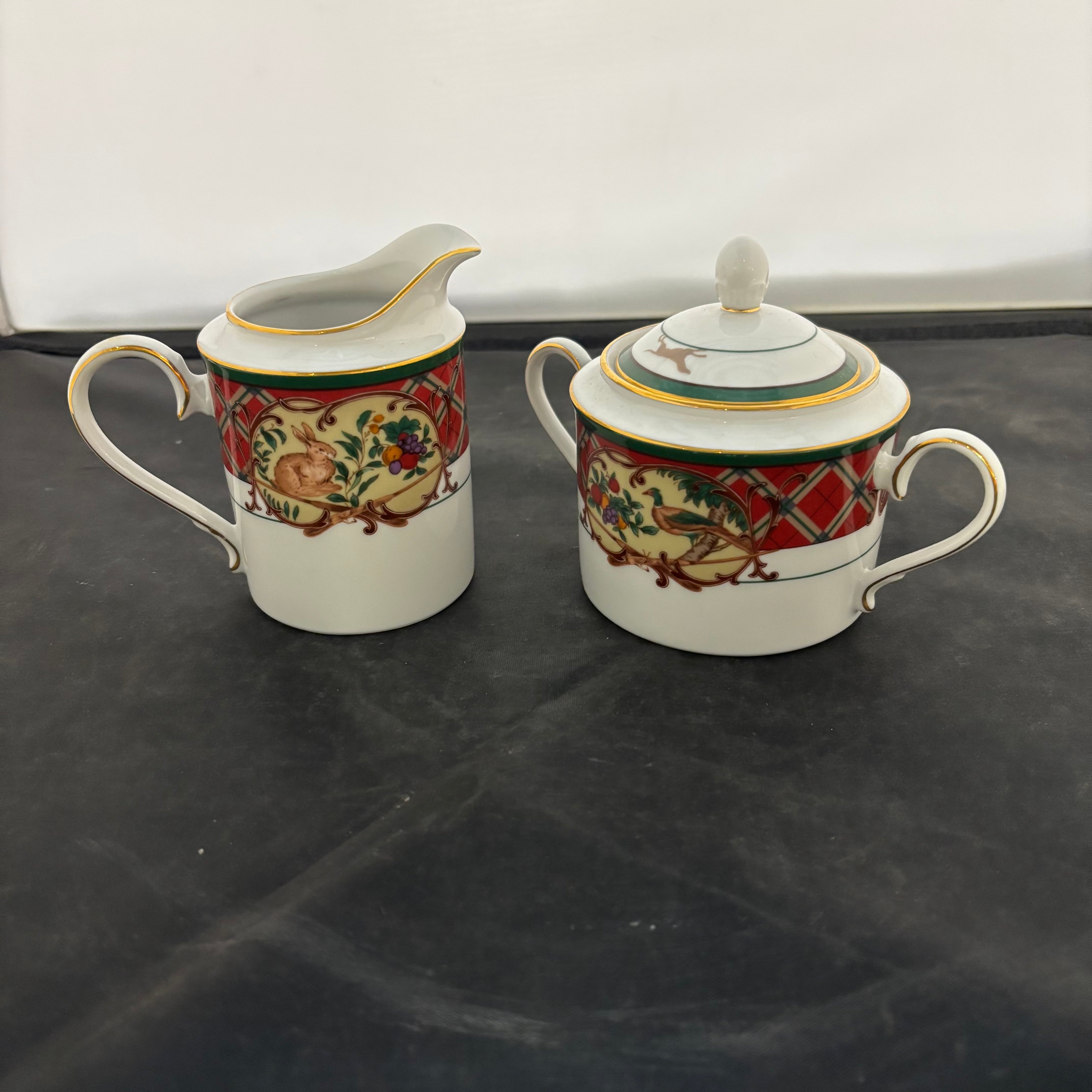 Noritake "Royal Hunt" Creamer & Sugar Bowl 4.5"x 5" and 4.5"x 6"