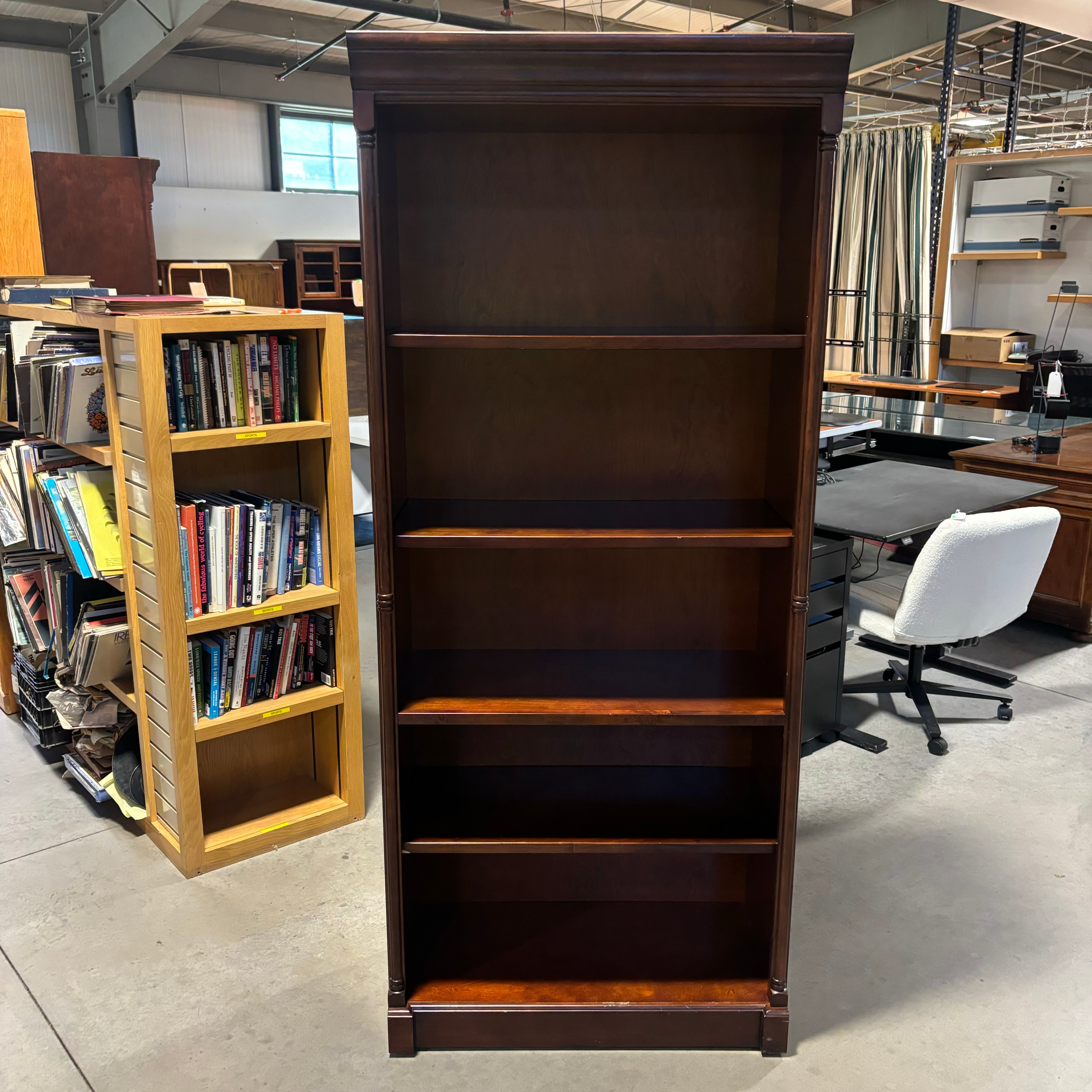 Kathy Ireland Home Dark Finish Solid Wood 4 Shelf Solid Wood 4 Shelf Adjustable Bookcase 34"x 18"x 80"