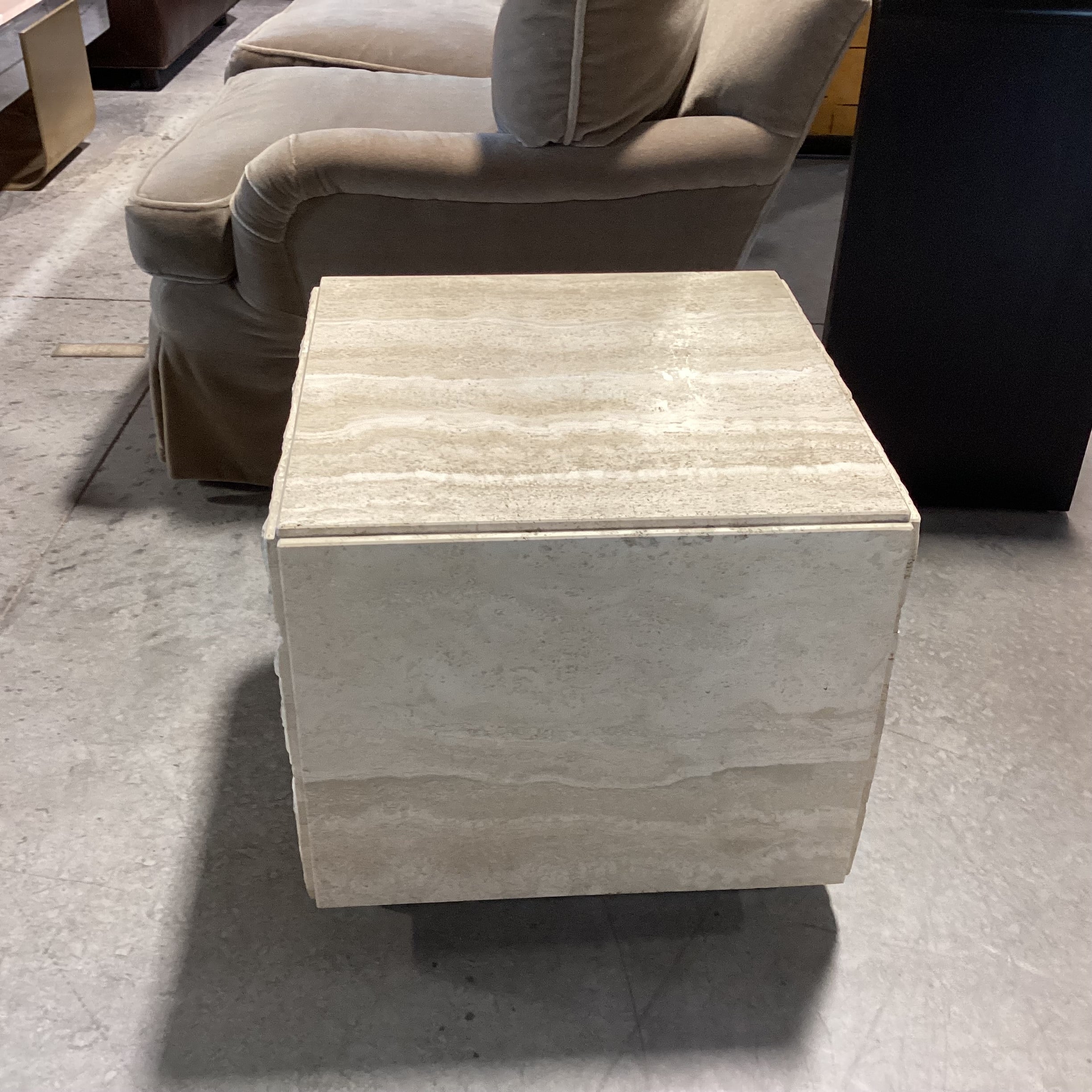 Travertine Rough Stacked & Polished Cube End Table 22"x 22"x 20"