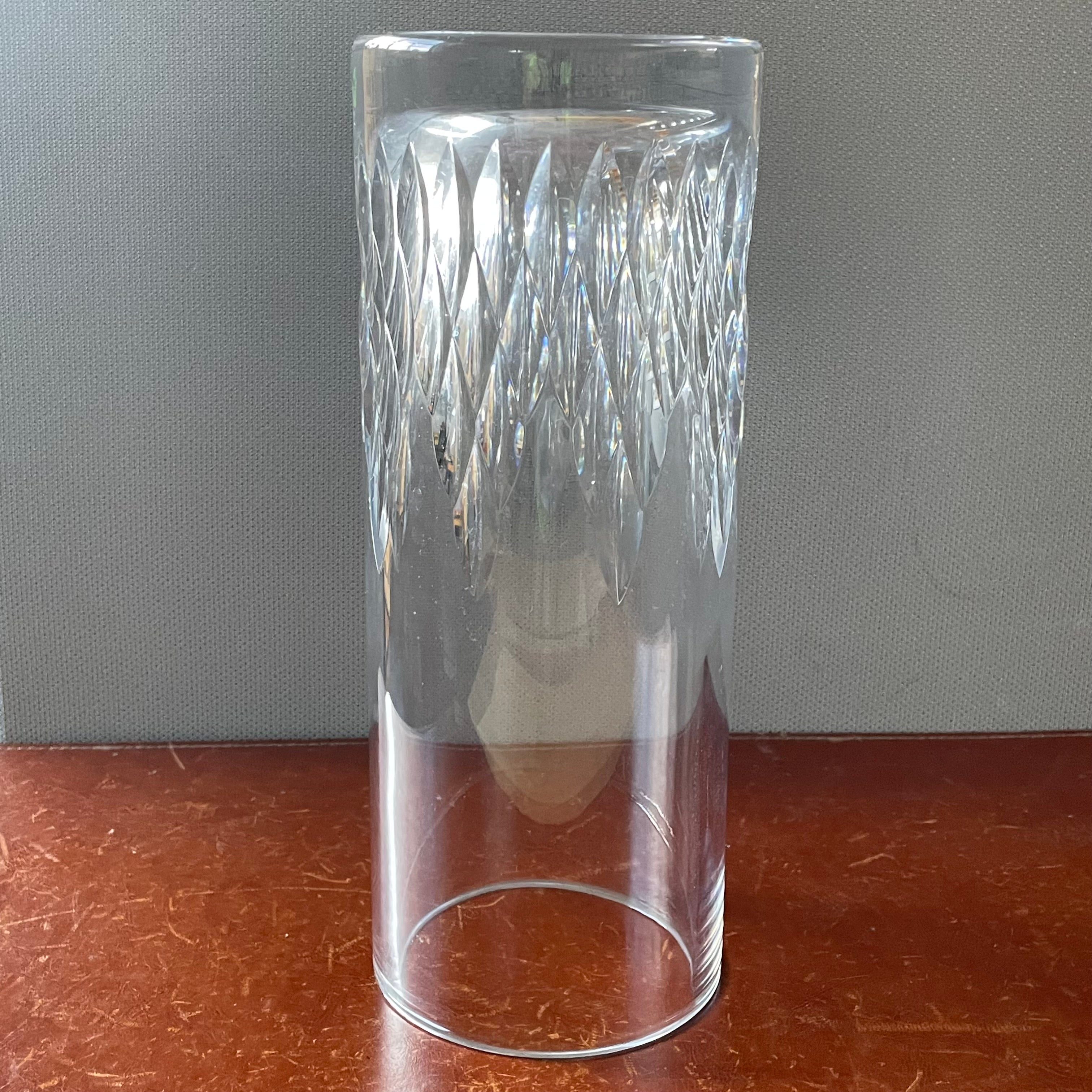 Baccarat for Tiffany & Co. Lead Crystal "Nemours" Flame Cut Vase, 4.5"x 12"